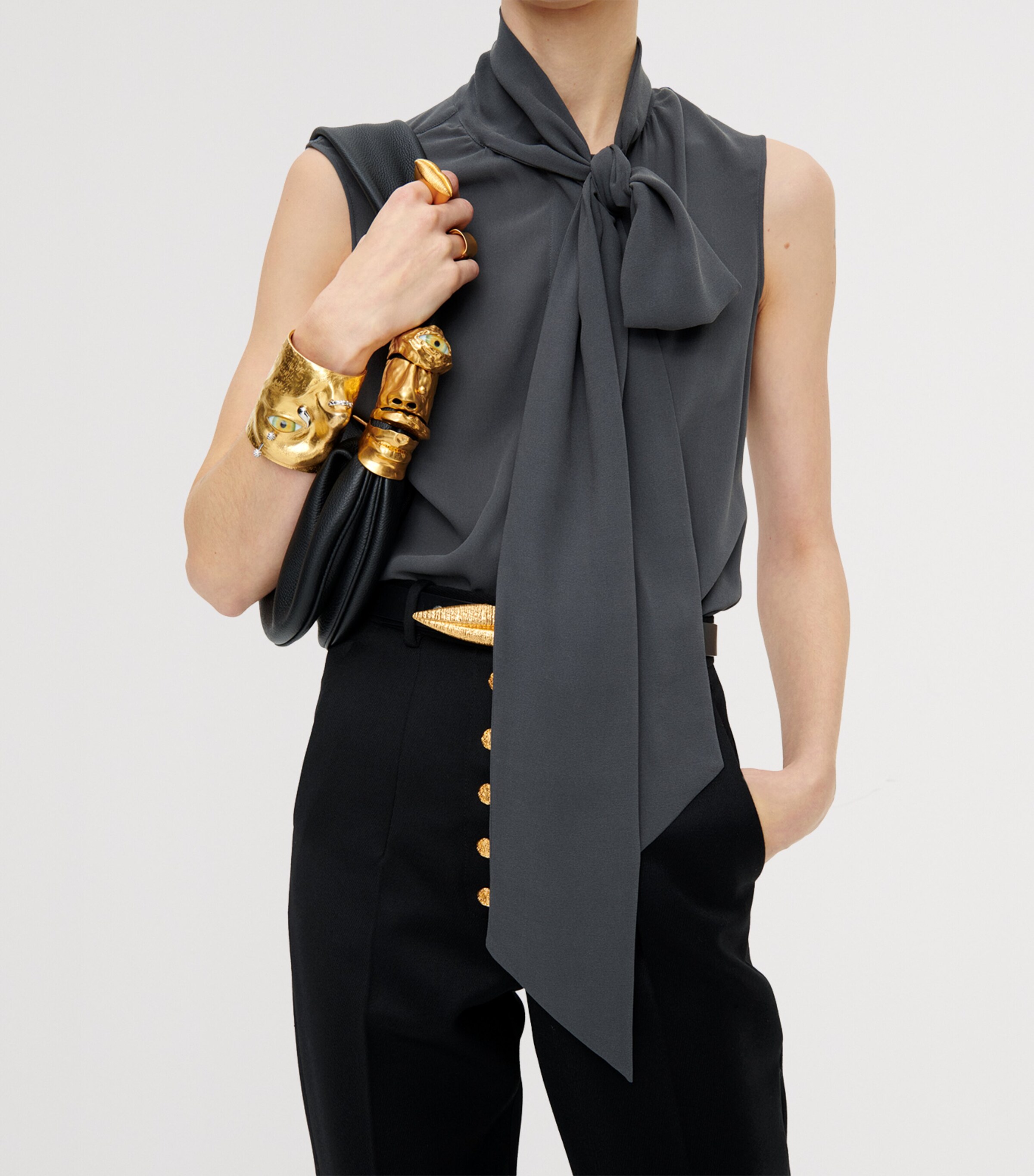 Schiaparelli Womens Silk Lavallière Top Black Image 3