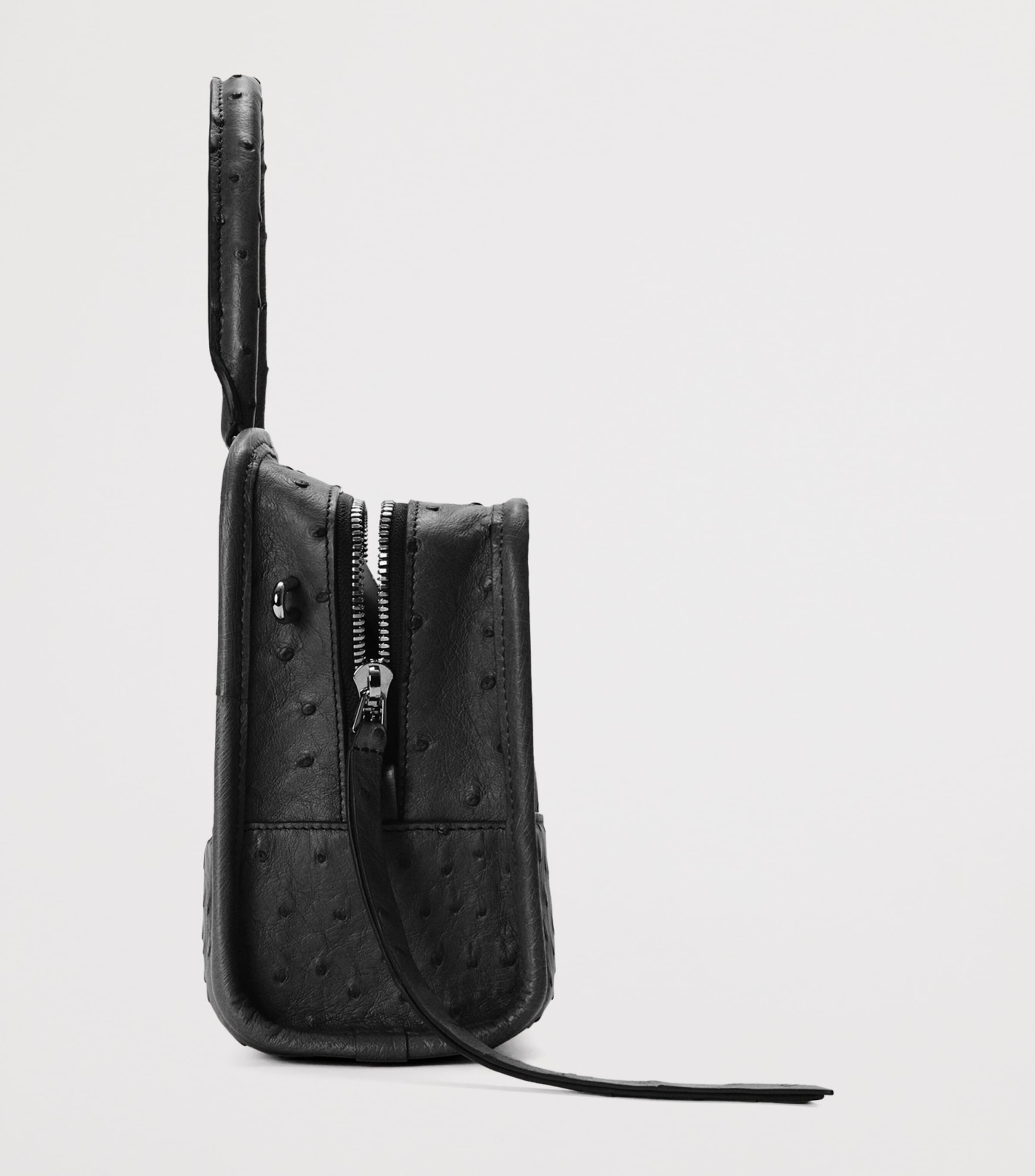 LOEWE Small Ostrich Leather Amazona 180 Top-Handle Bag Black Image 6