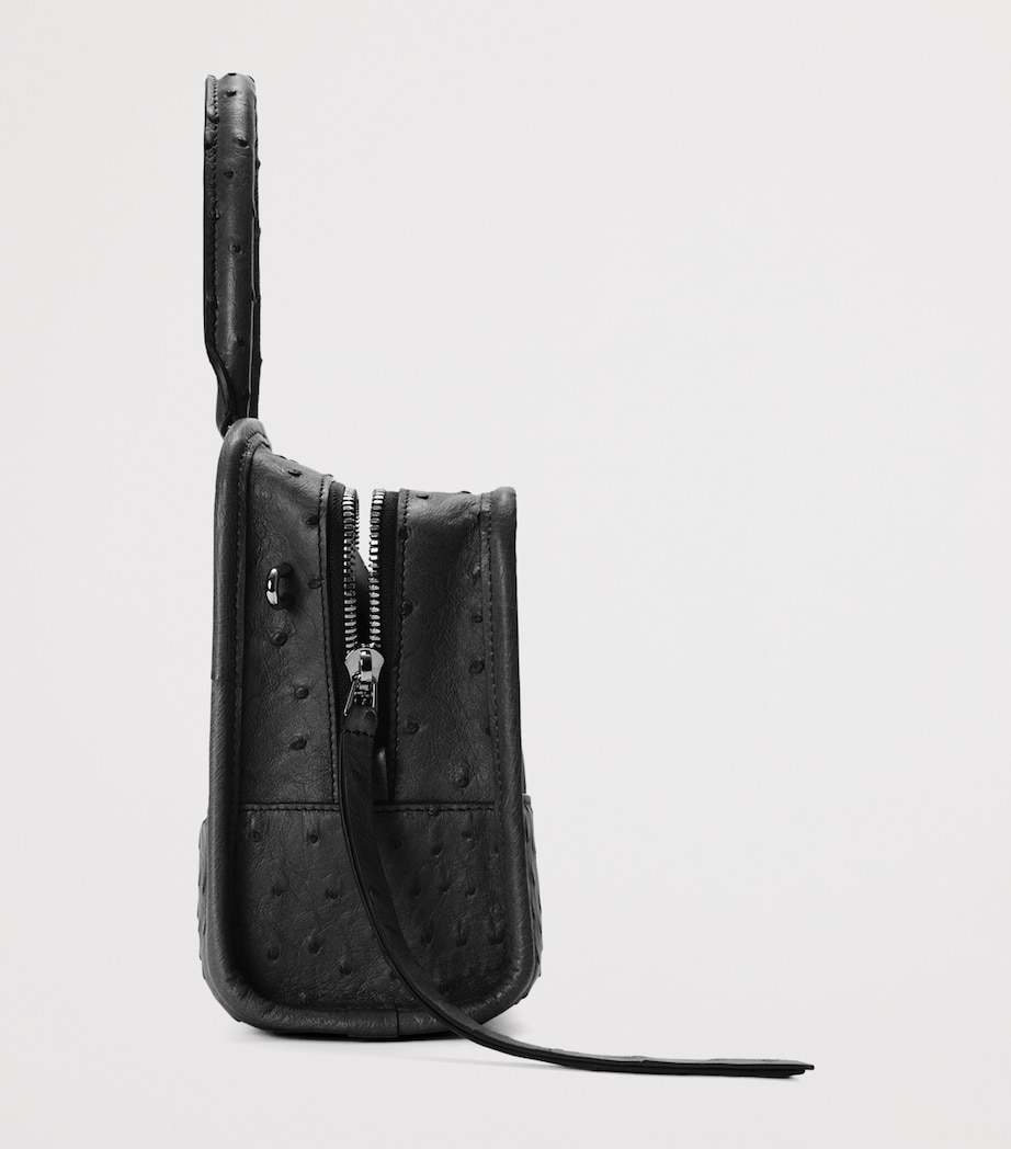 LOEWE Small Ostrich Leather Amazona 180 Top-Handle Bag Black Image 6