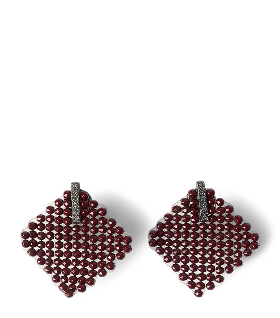 Brunello Cucinelli Sterling Silver and Hematite Square Earrings Cred Image 1