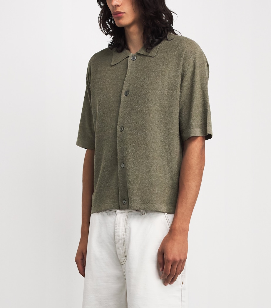 FRAME Mens Silk-Linen-Blend Overshirt Dsbg Image 4