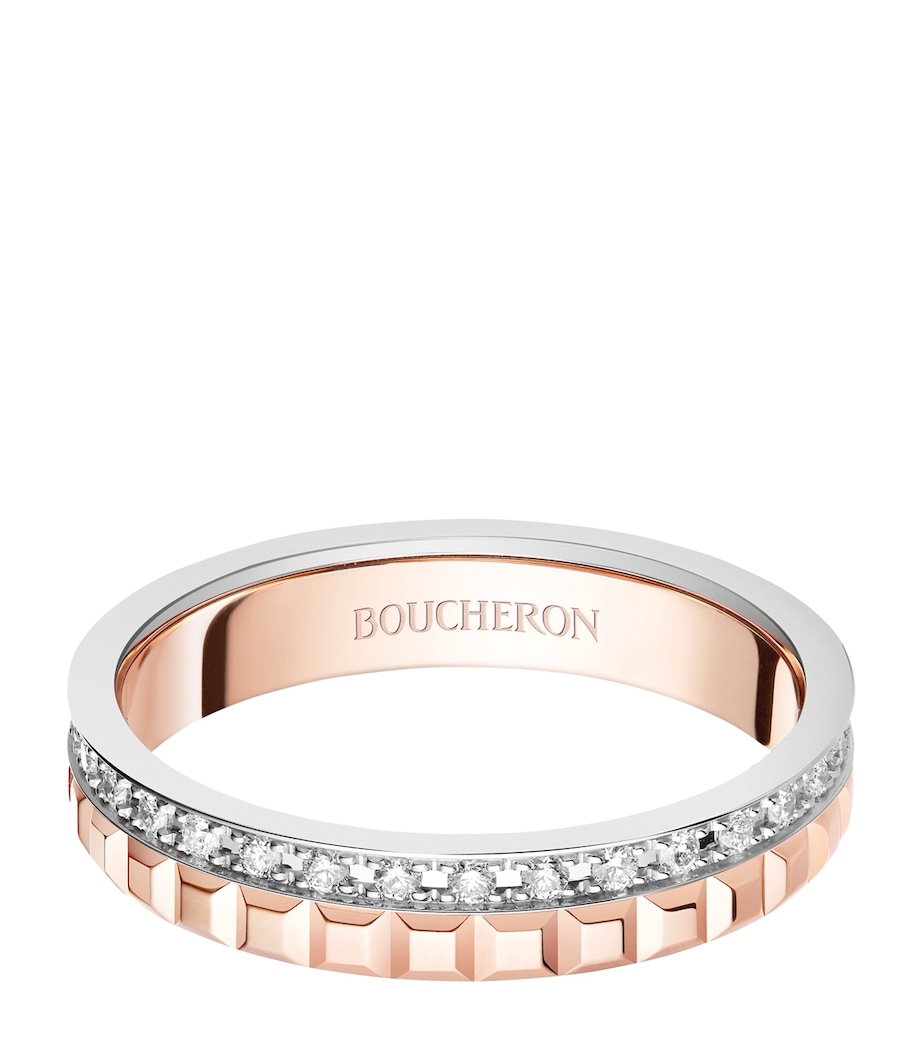 Yellow Gold, Rose Gold and Diamond Quatre Wedding Band PINK Image 1