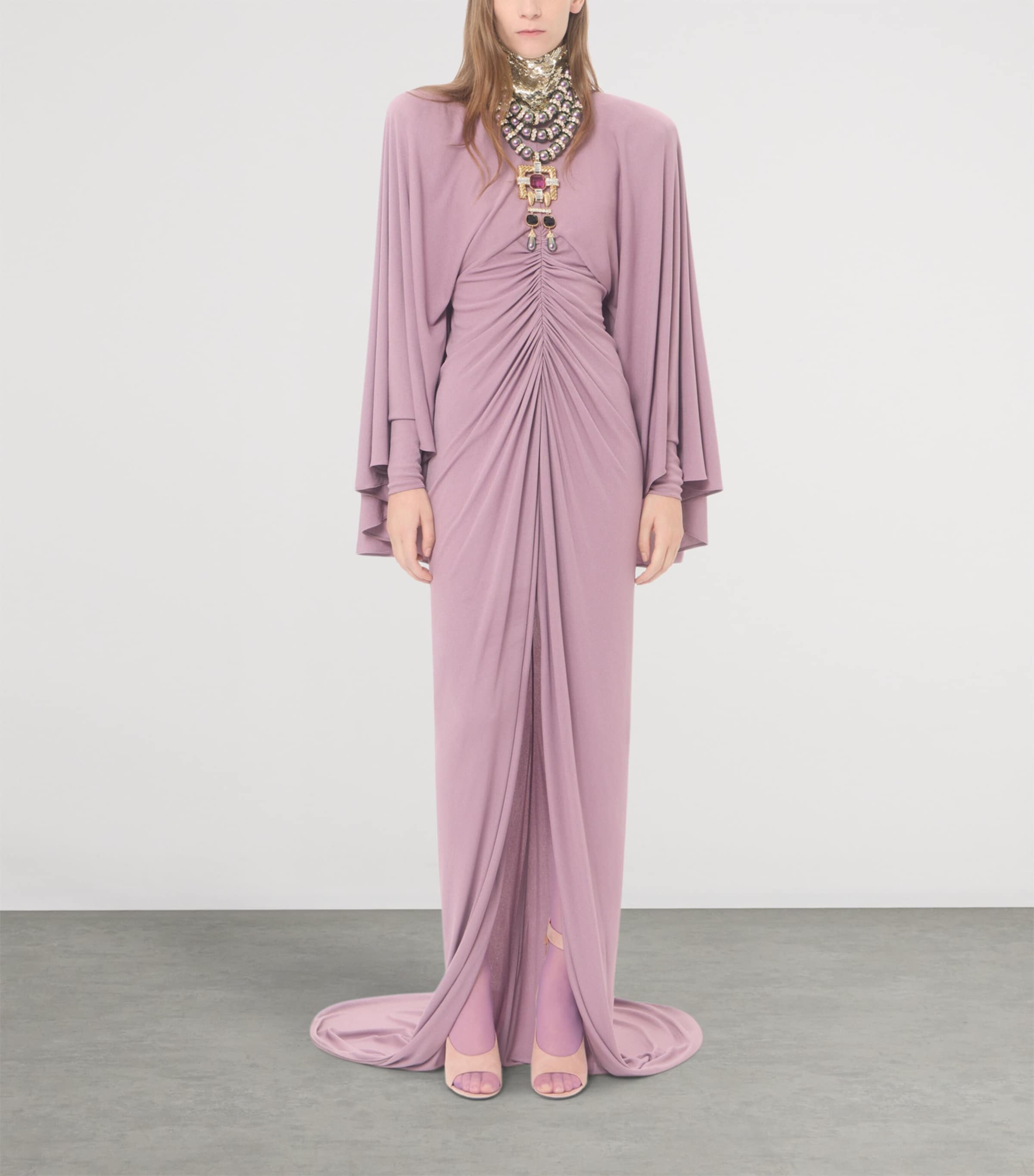 Valentino Womens Jersey Ruched Embellished Gown Image 2
