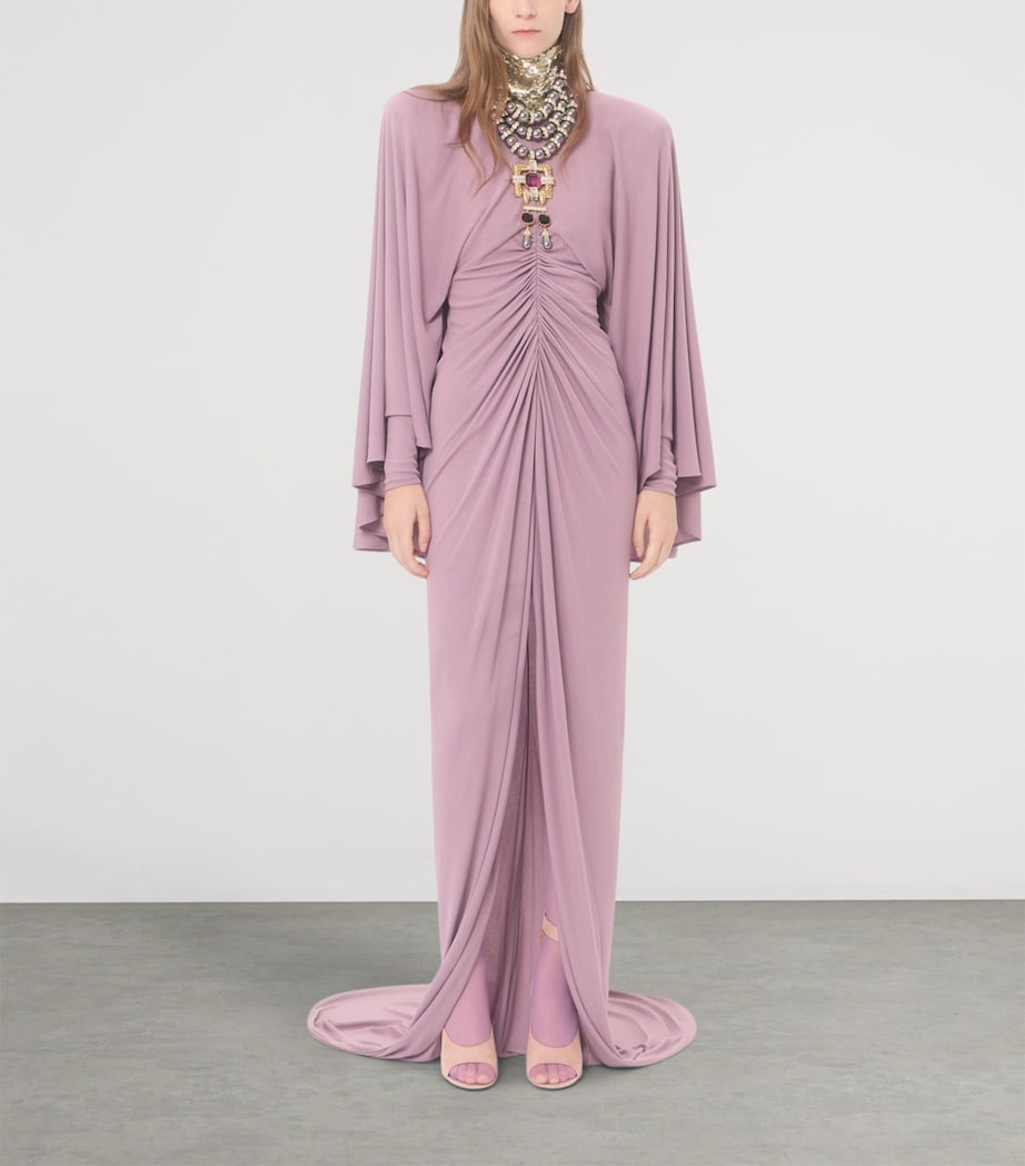 Valentino Womens Jersey Ruched Embellished Gown Image 2