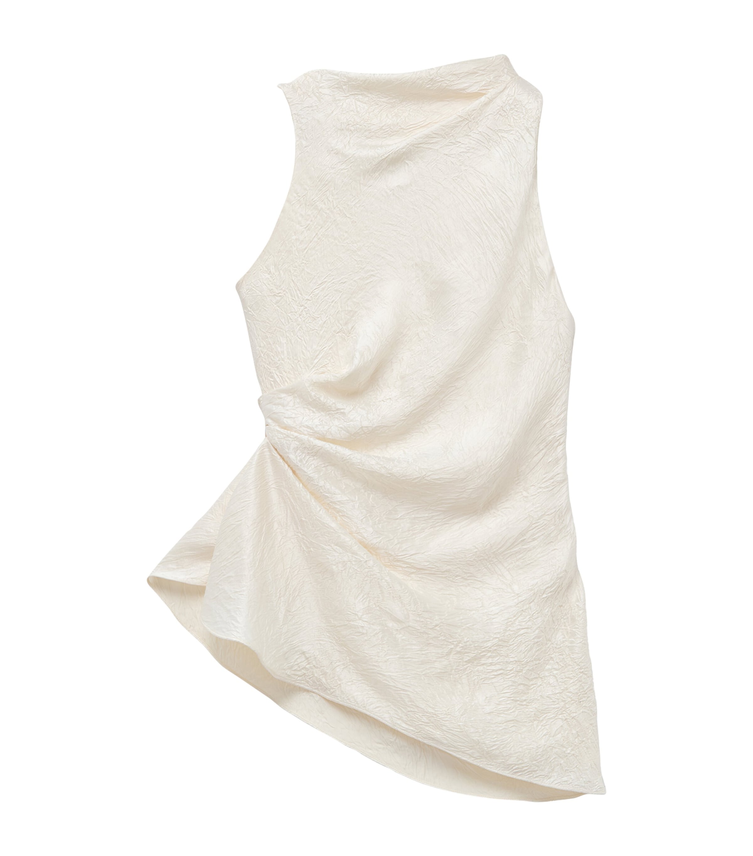 Alexander Mcqueen Mcqueen Asymmetric Crinkled Satin Top In Gold