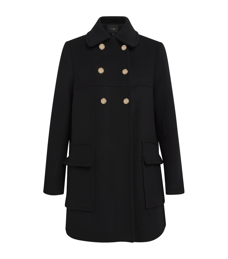 Wool-Blend Pea Coat BLACK Image 1