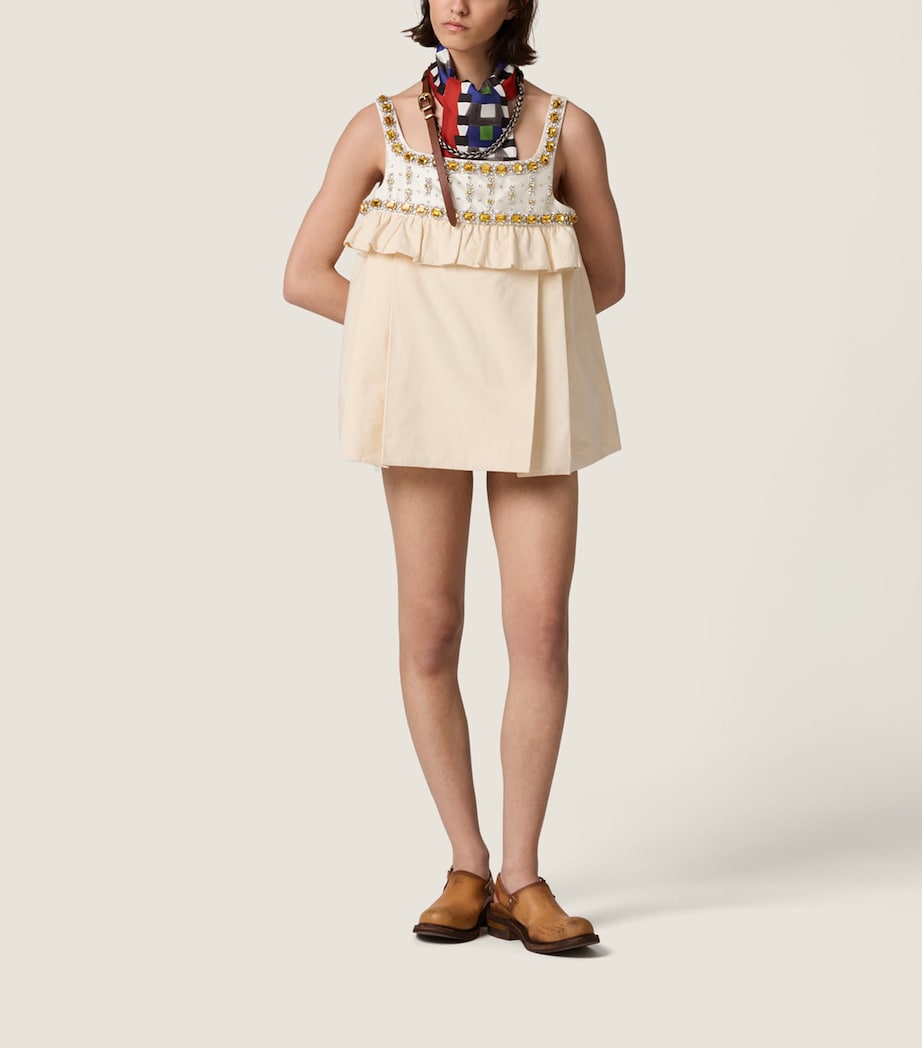 Miu Miu Womens Canvas Embellished Mini Dress Image 2