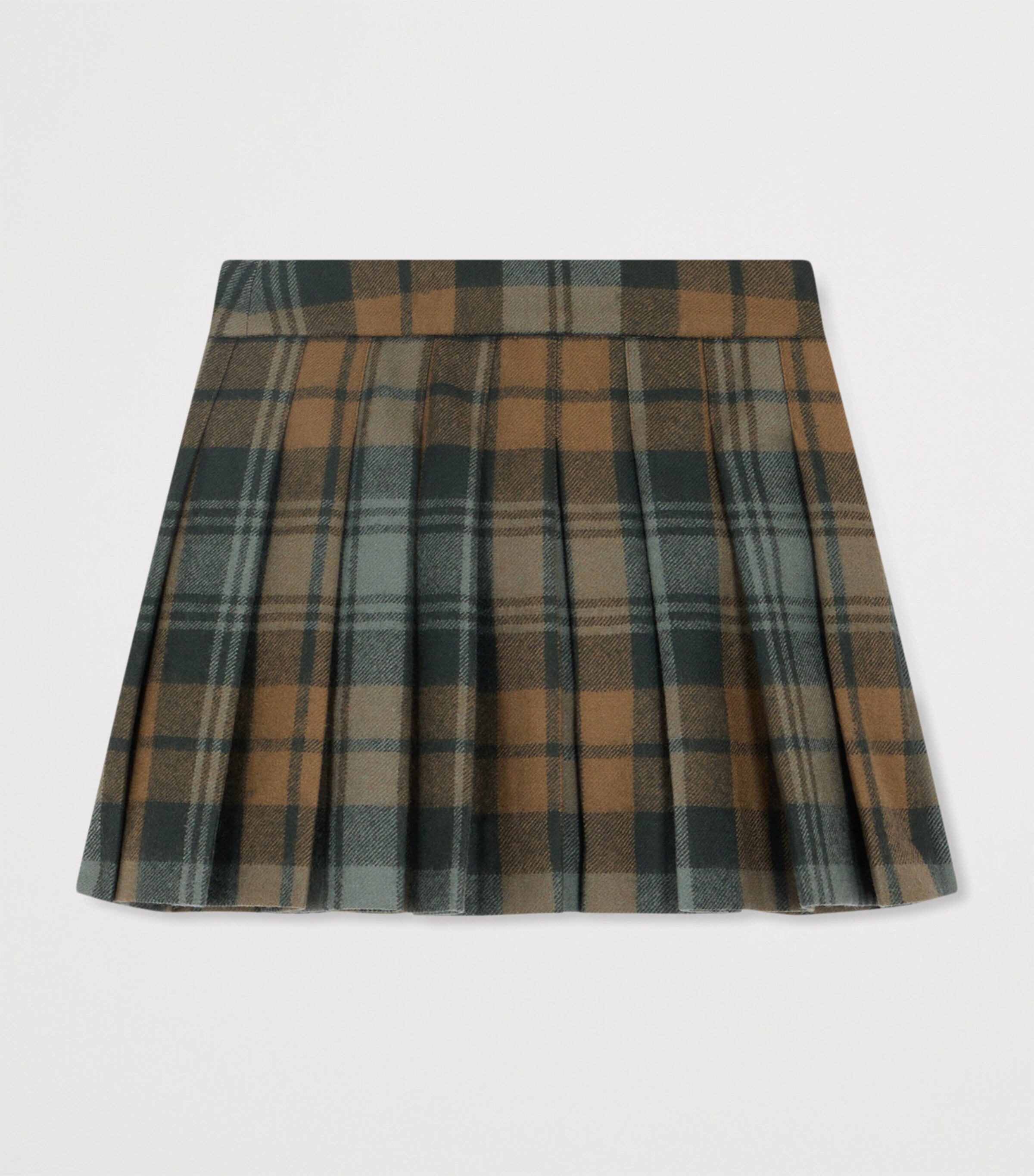 Wool Plaid Mini Skirt (4-8 Years) CARREAUX MARRON Image 2