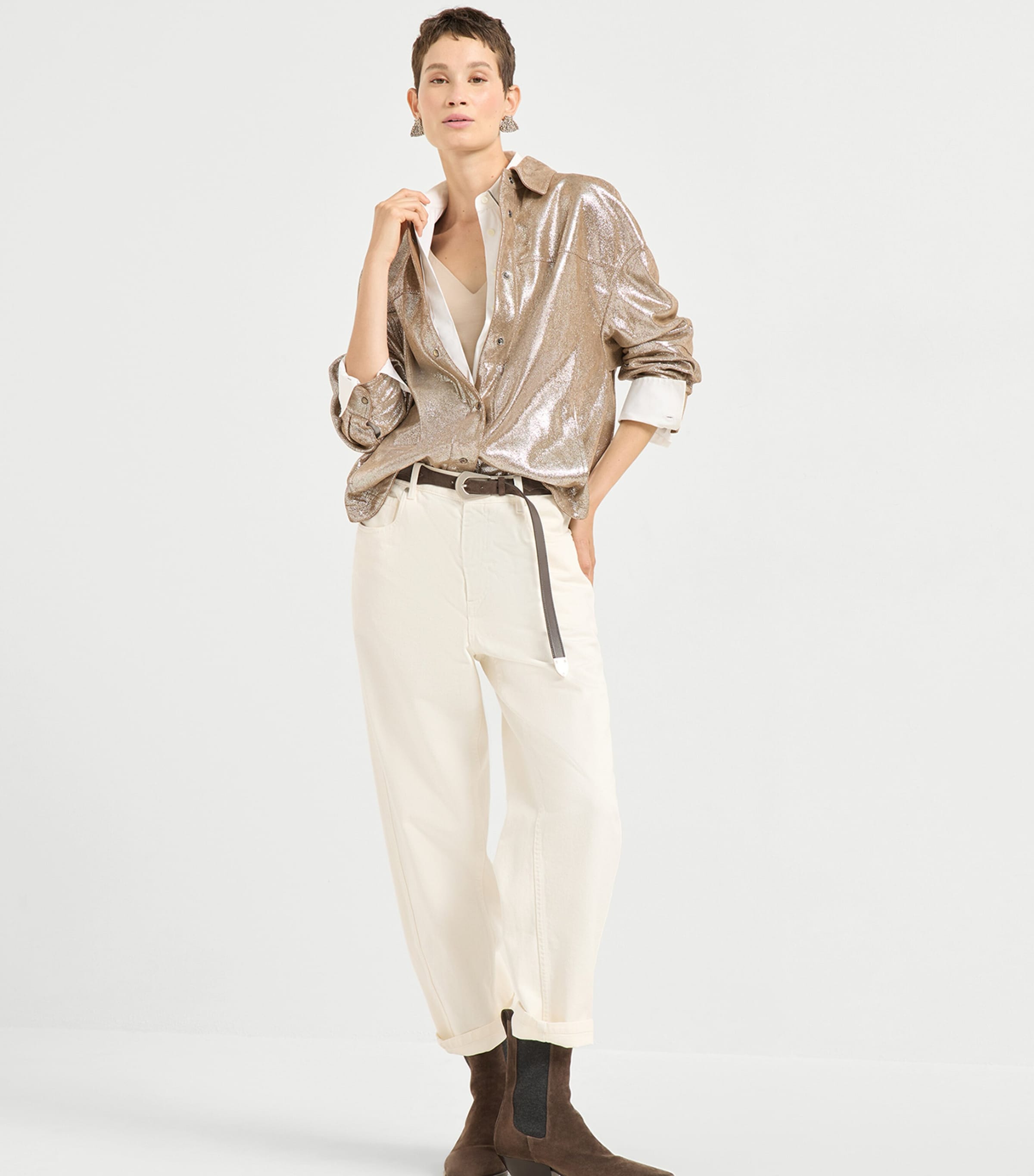 Cotton-Blend Monili V-Neck Tank Top C8539 Image 2