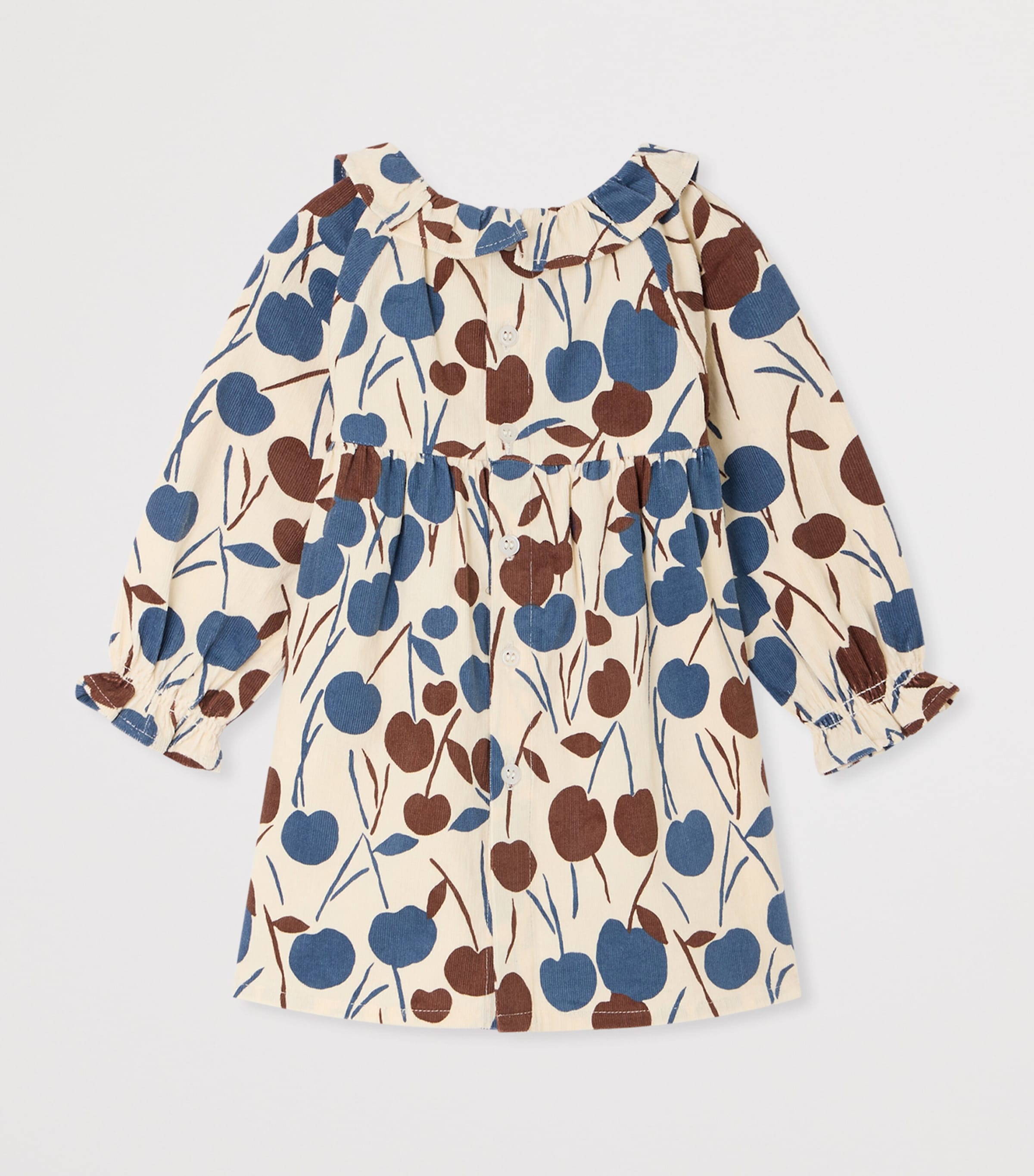 Bonpoint Cotton Cherry Print Long-Sleeve Dress (6-18 Months) Imp Noisette Image 2