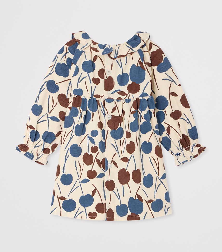 Bonpoint Cotton Cherry Print Long-Sleeve Dress (6-18 Months) Imp Noisette Image 2