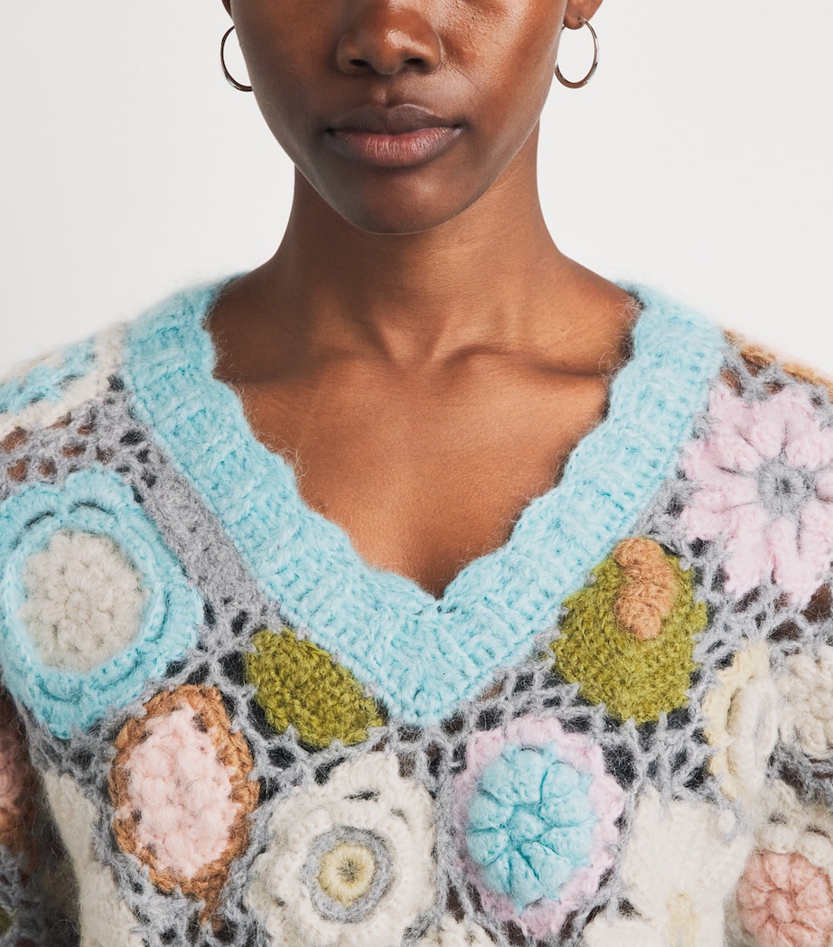 GANNI Womens Mohair-Blend Dreamy Floral Sweater Multicolour Image 3