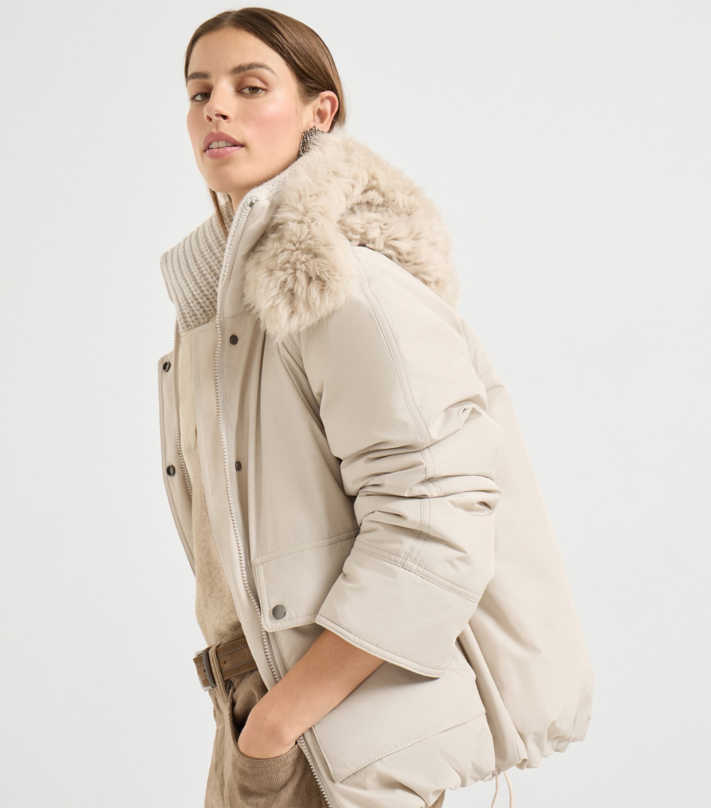 Shearling-Hood Down Parka C7958 Image 6