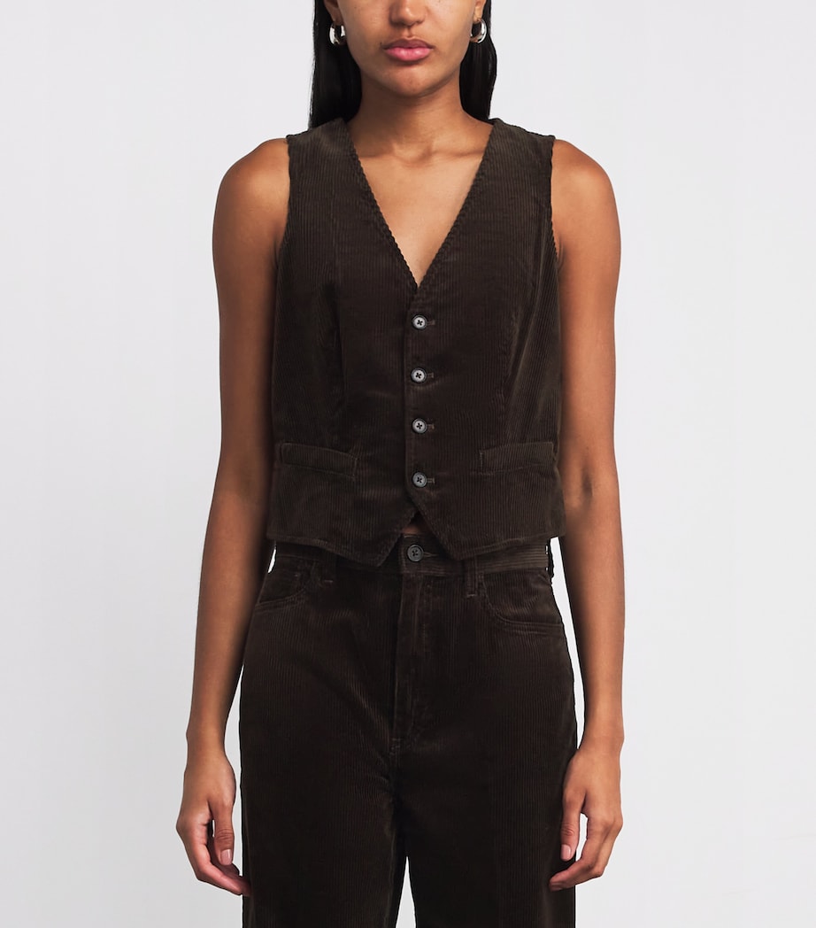 Cotton Corduroy Slim-Fit Waistcoat BROWN Image 3