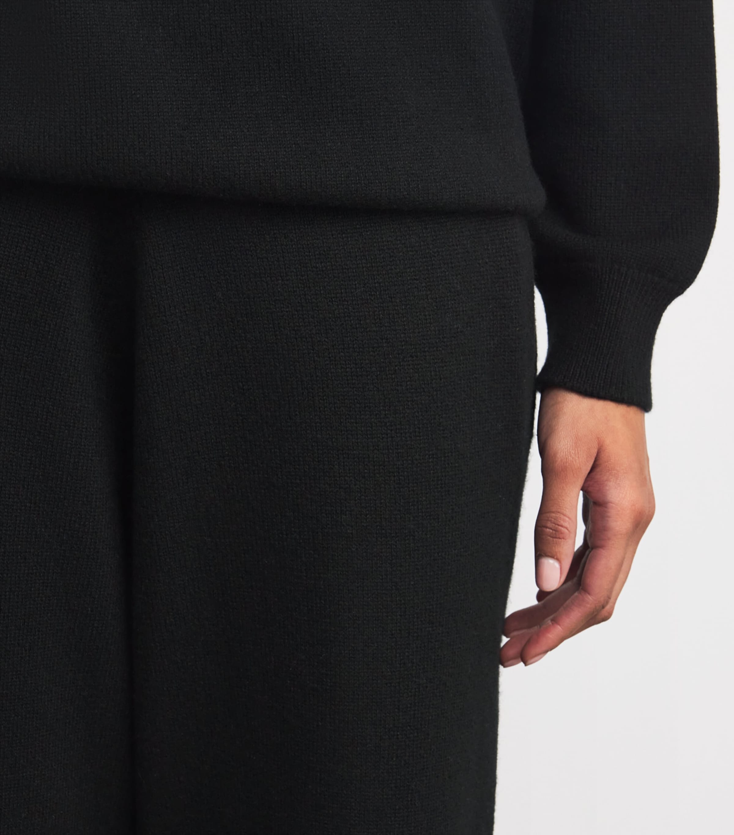 Cashmere Wide-Leg Sweatpants BLACK Image 6