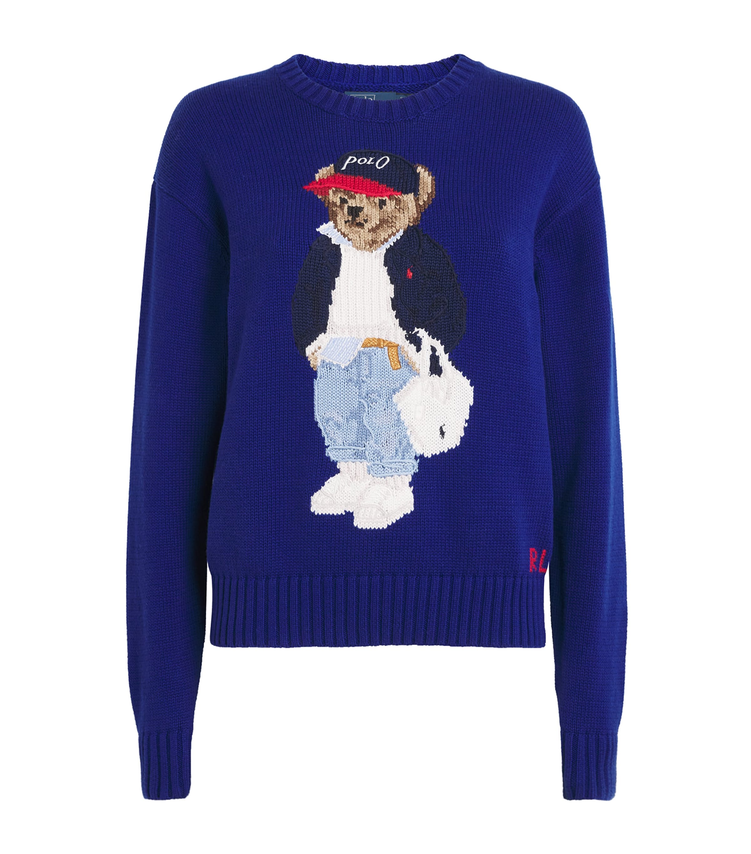 Polo Ralph Lauren Womens Cotton Polo Bear Sweater Sporting Royal Image 1