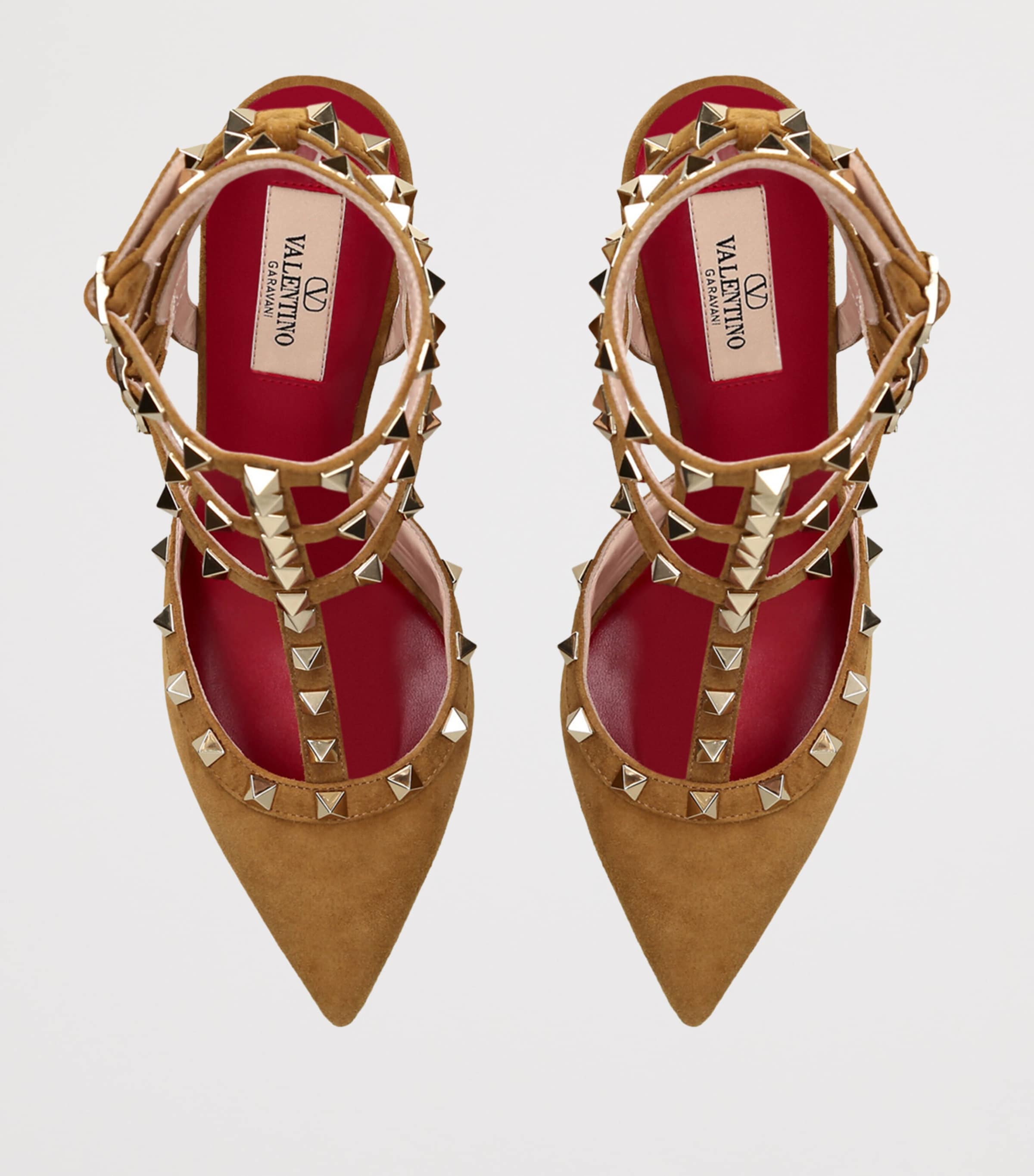 Valentino Garavani Suede Rockstud Pumps 65 Tan Image 3