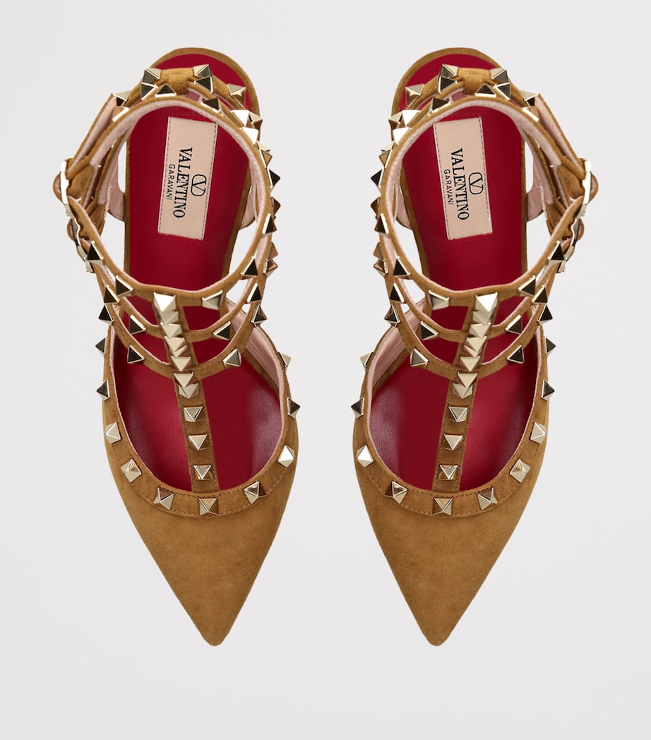 Valentino Garavani Suede Rockstud Pumps 65 Tan Image 3