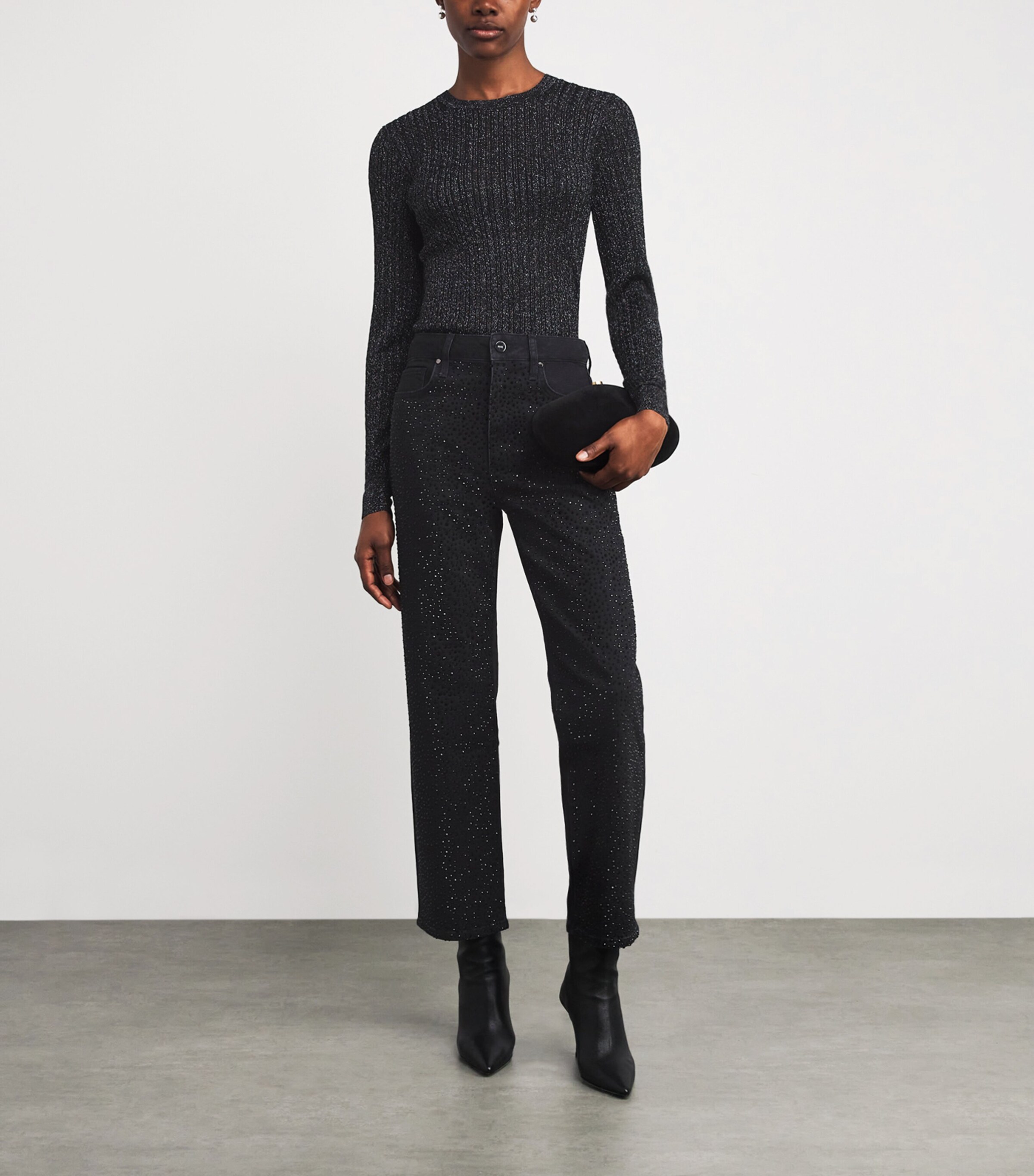 RIbbed Sparkle Adela Sweater BLACK Image 2