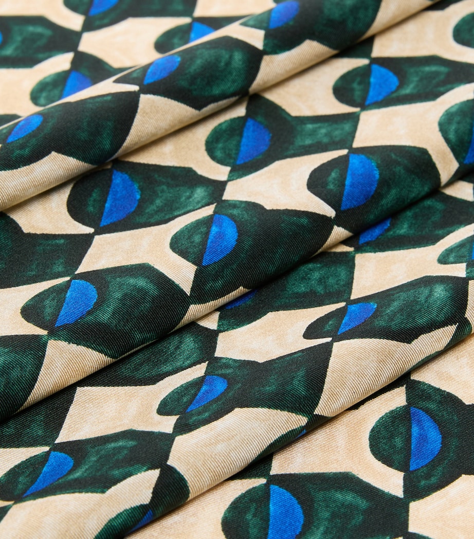Weekend Max Mara Silk Geometric Print Scarf Dark Green Image 4