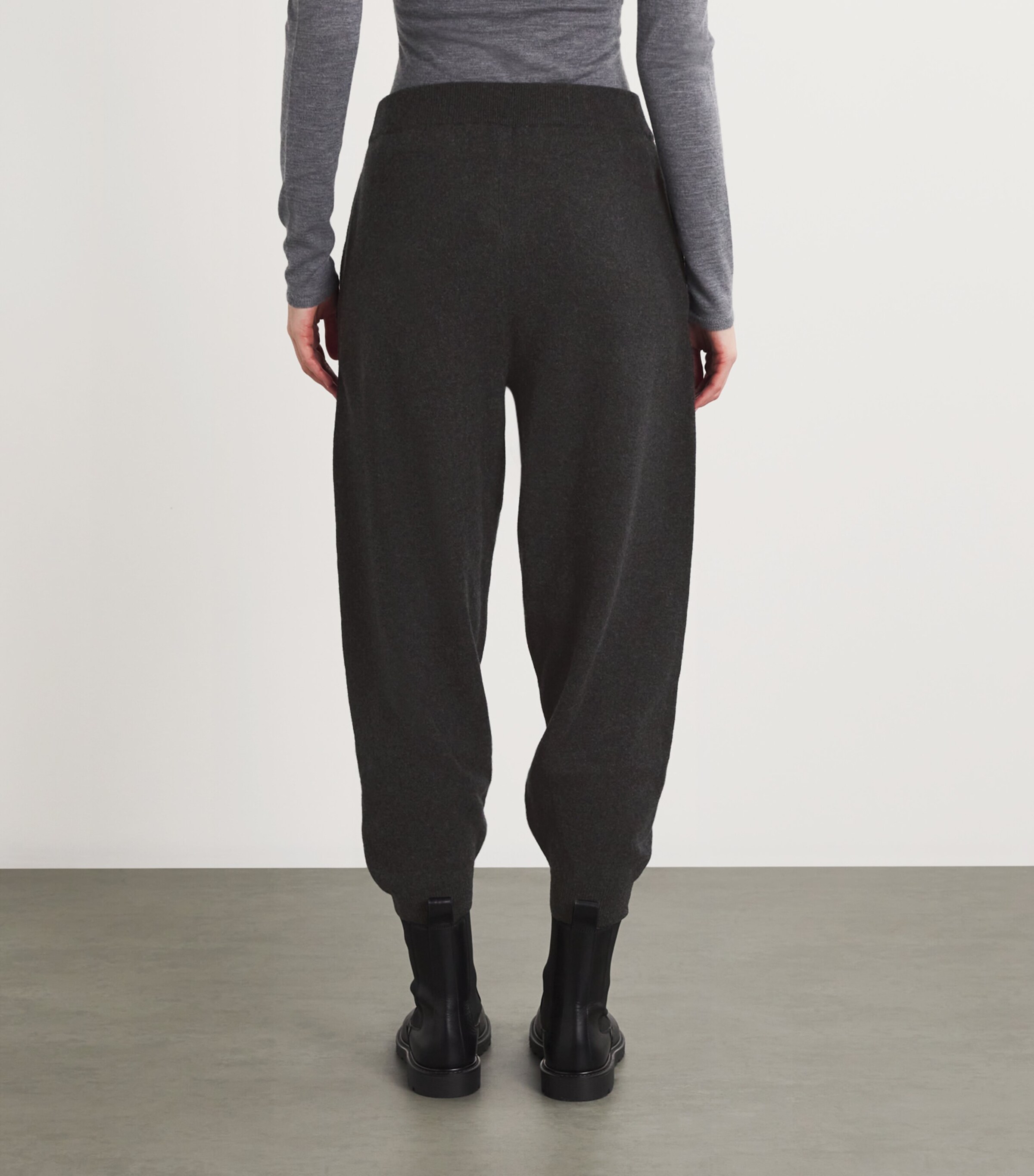 FRAME Womens Cashmere-Blend Travel Trousers Charcoal Heather Image 4
