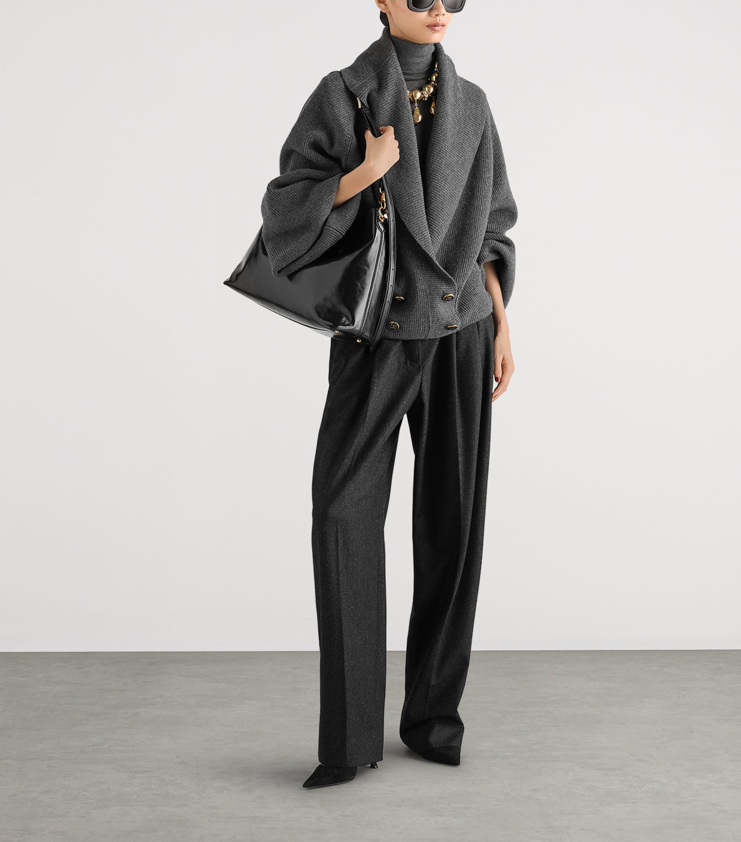 Dolce&Gabbana Womens Virgin Wool Straight Trousers Melange Grey Image 2