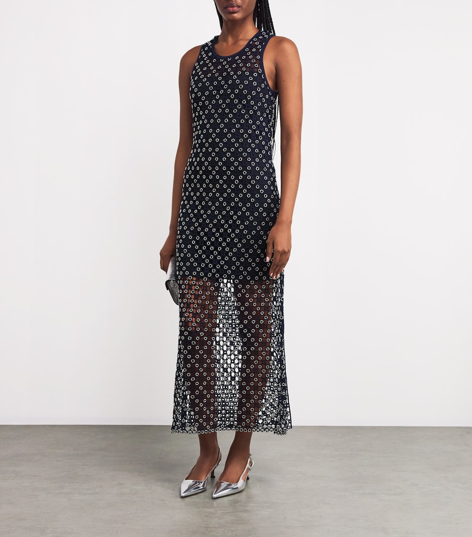 Crochet Beaded Midi Dress NAVY Image 2