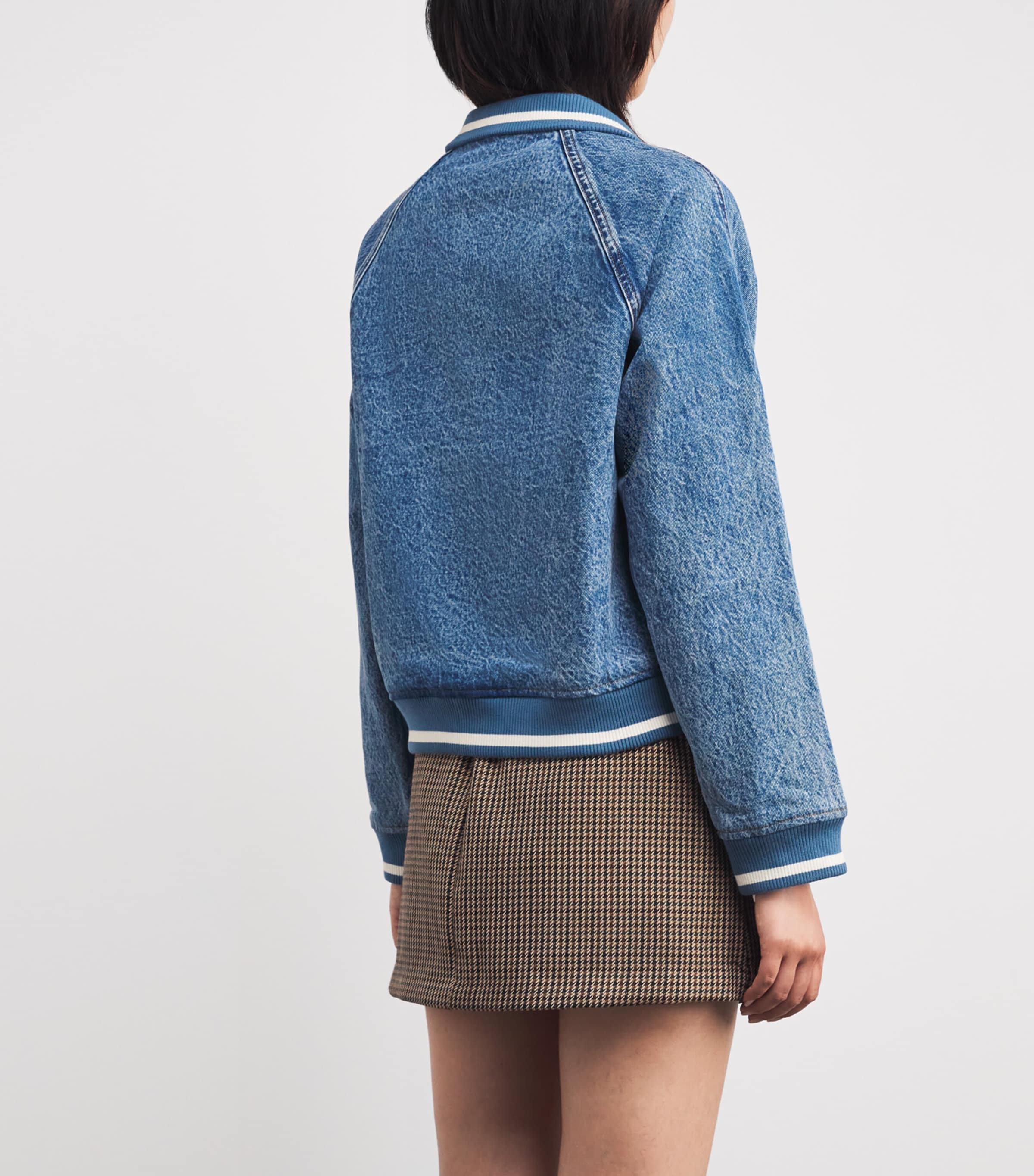 Rib-Trim Denim Jacket BLUE JEAN Image 4