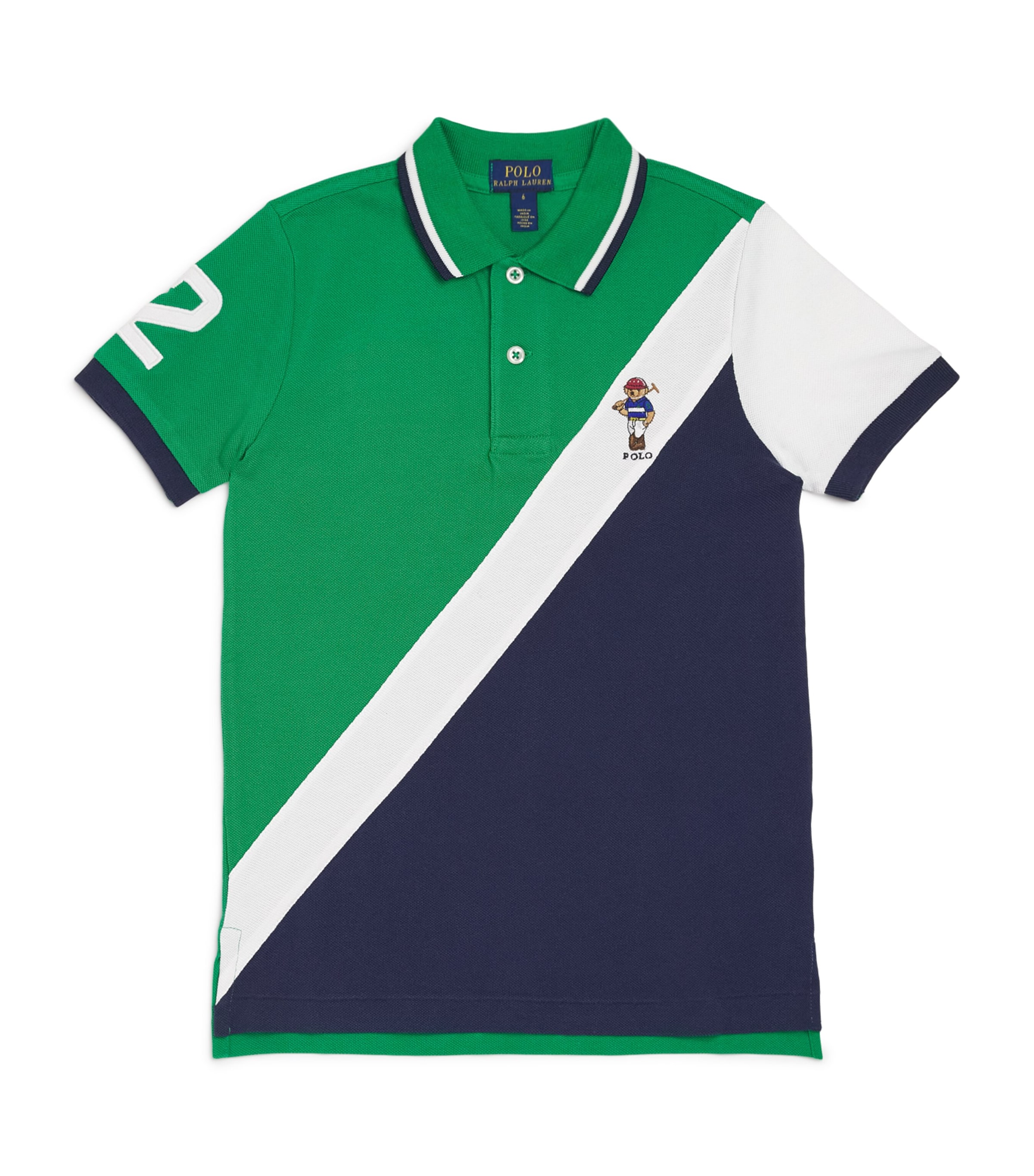 Cotton Polo Bear Polo Shirt (3-24 Months) BEARGREEN Image 1