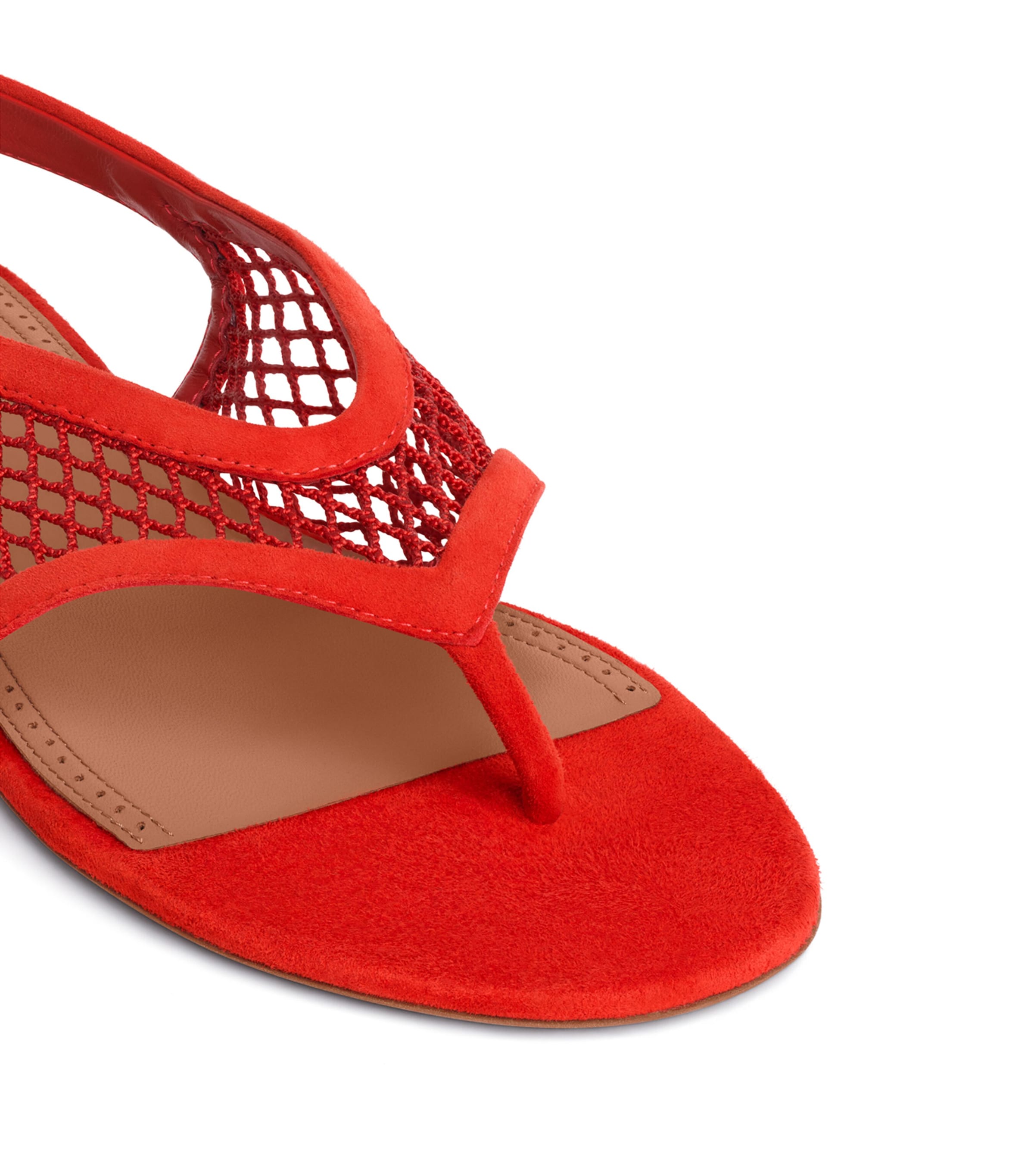 Alaïa Suede Fishnet Sandals Orange Red Image 4