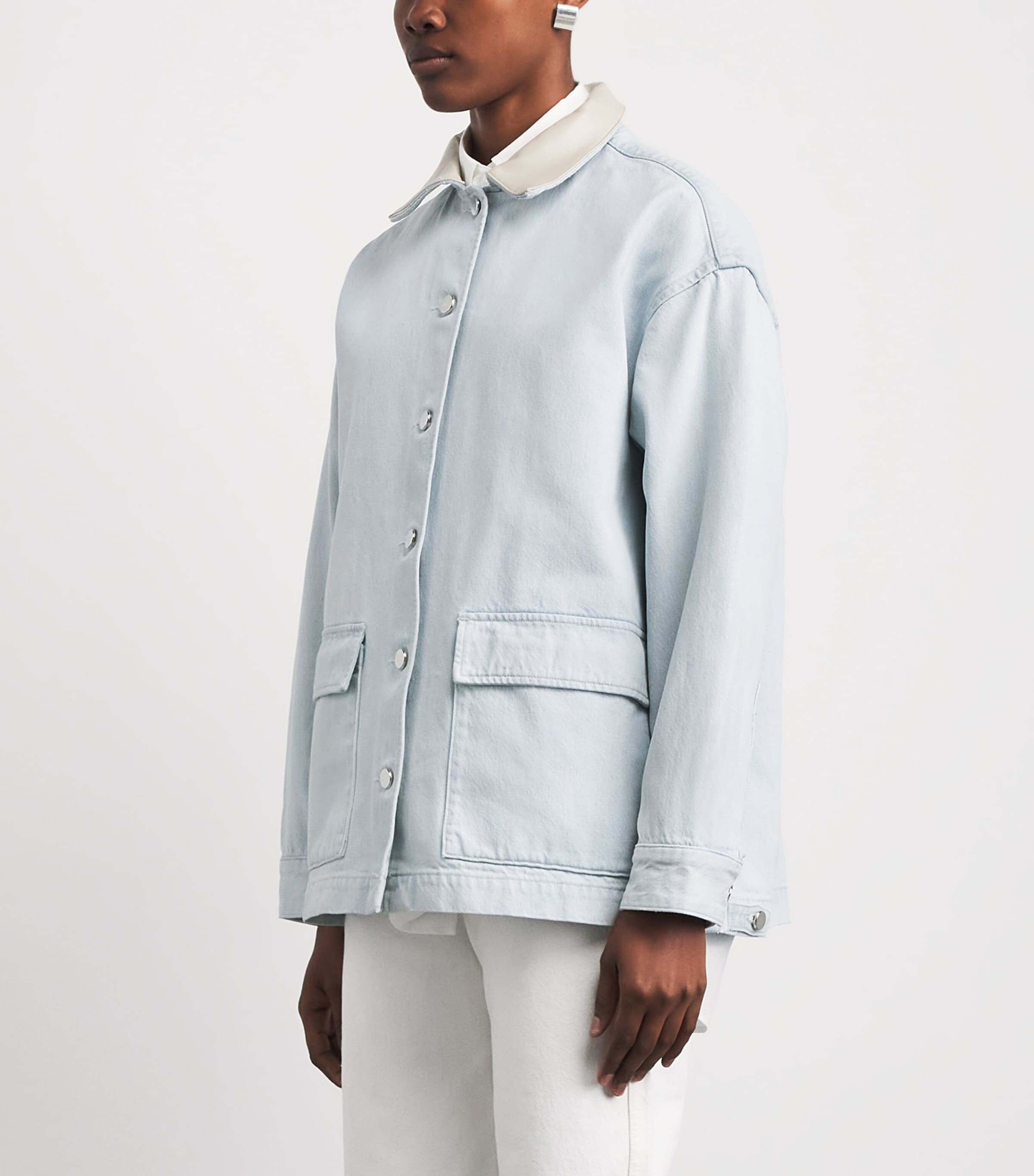 AGOLDE Womens x Maria McManus Oversized Field Jacket Wshed Pale Indigo Image 4