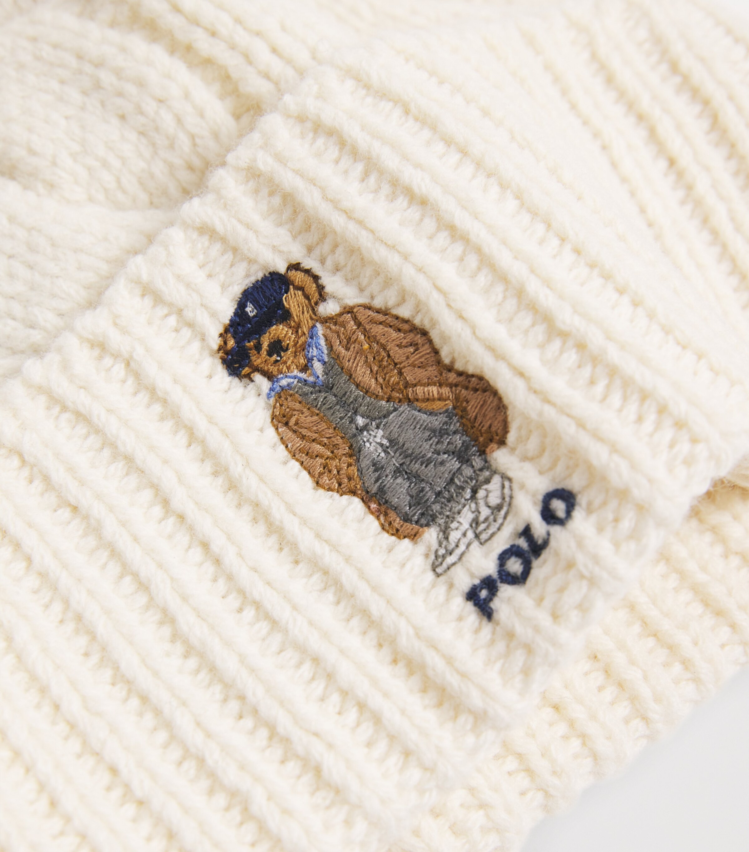 Wool-Blend Polo Bear Beanie CREAM Image 3