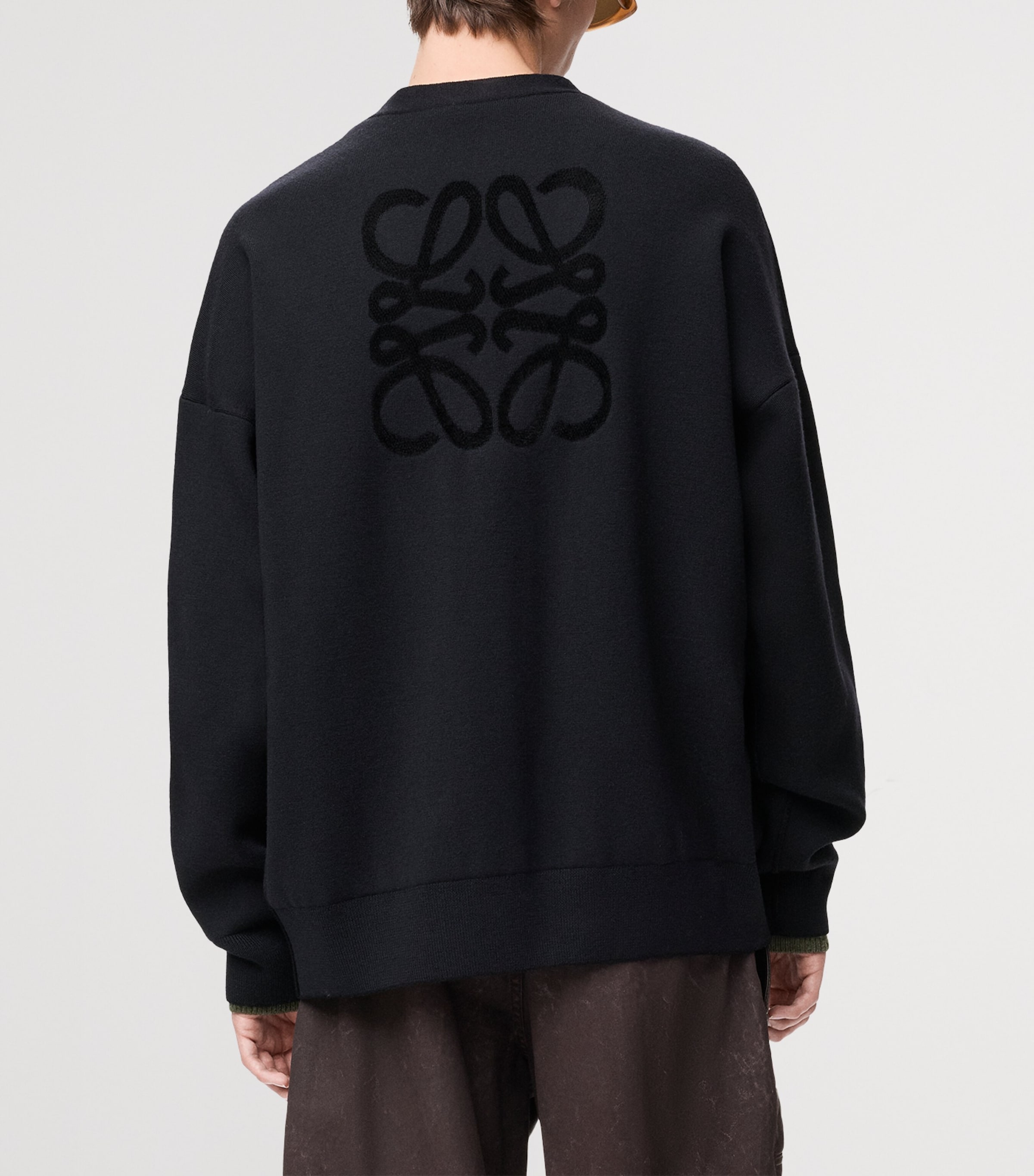 Wool-Blend Anagram-Lining Cardigan BLACK Image 4