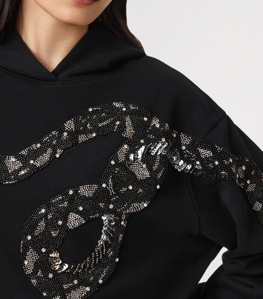 Cotton Embellished Pippa Hoodie BLACK Image 6