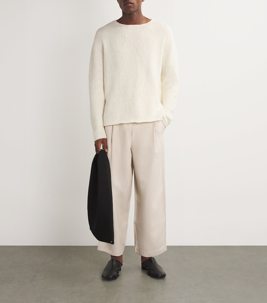 COMMAS Mens Cotton-Cashmere Relaxed Sweater Off White Image 2