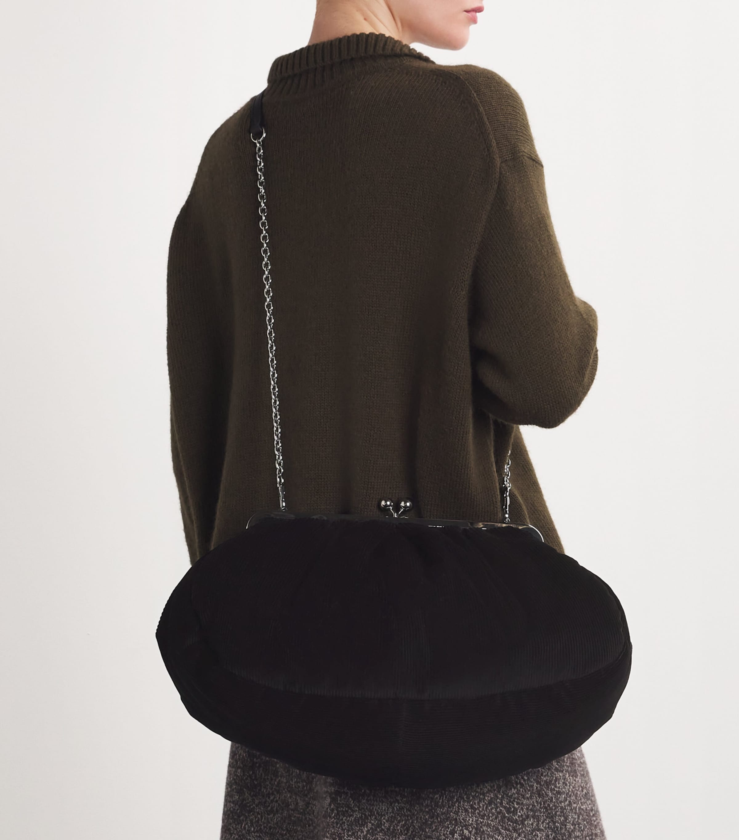 Weekend Max Mara Black Large Velvet Pasticcino Clutch Bag | Harrods US