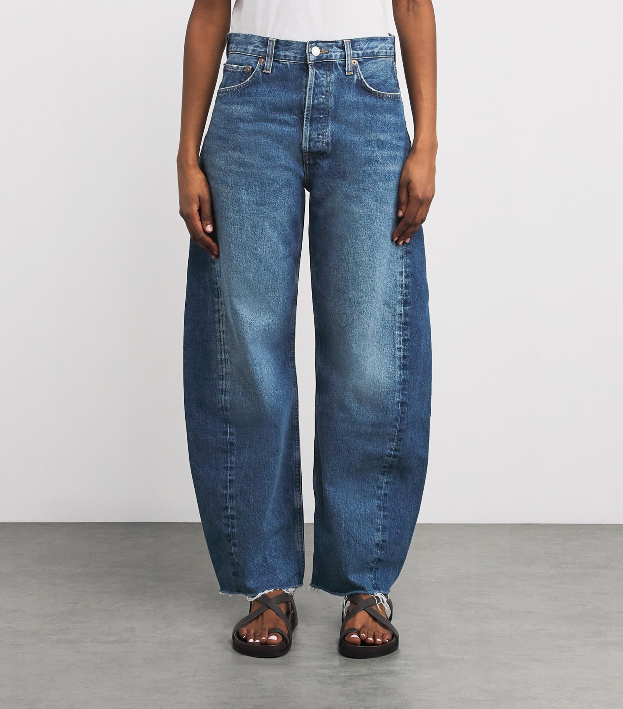 AGOLDE Womens Luna Barrel-Leg Jeans Split (combo Md Ind) Image 3