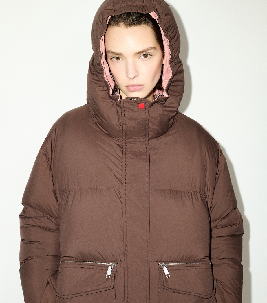 MAX&Co. Womens Hooded Puffer Jacket Dark Brown Image 4