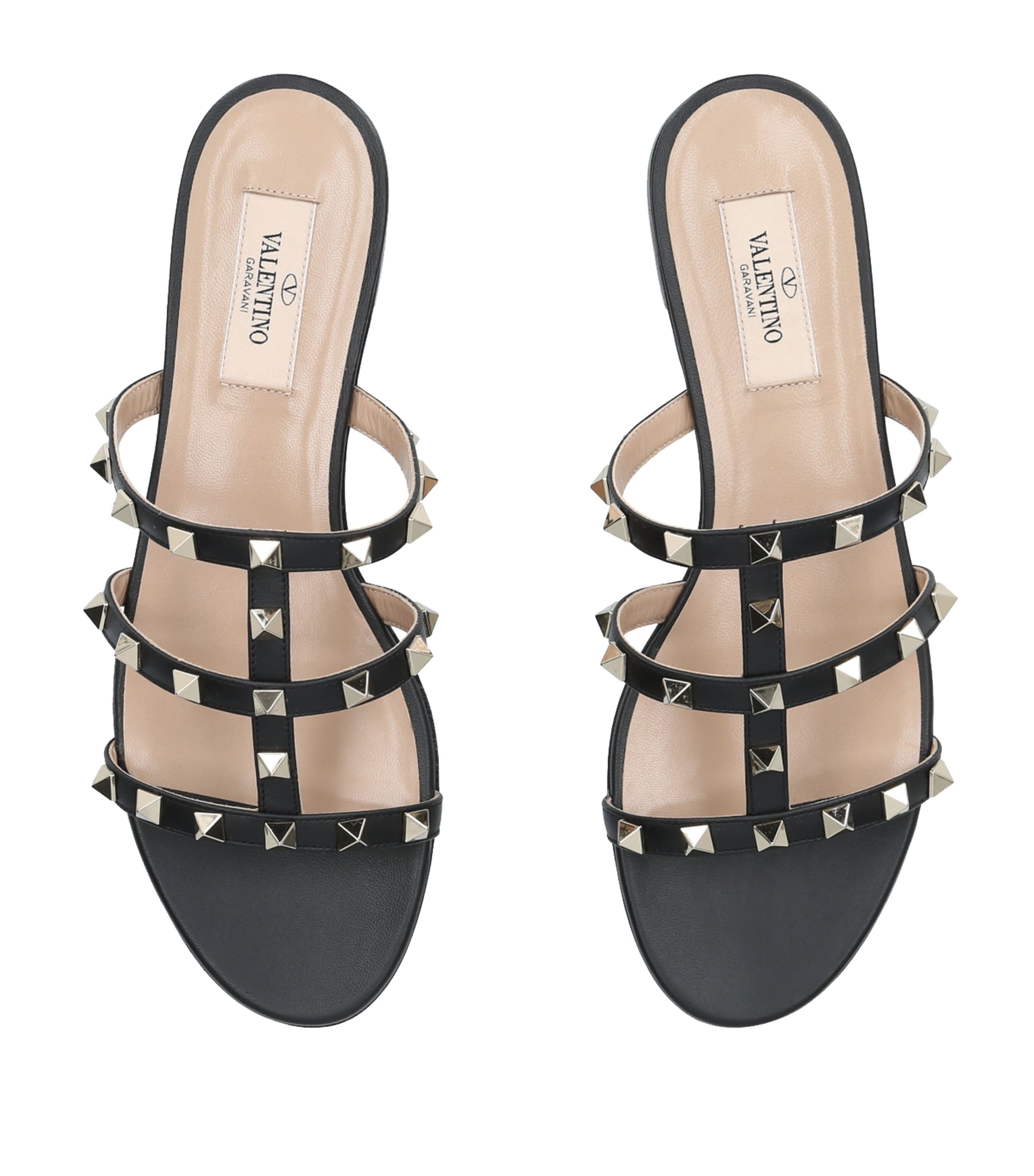 Valentino Garavani Leather Rockstud Sandals Black Image 3