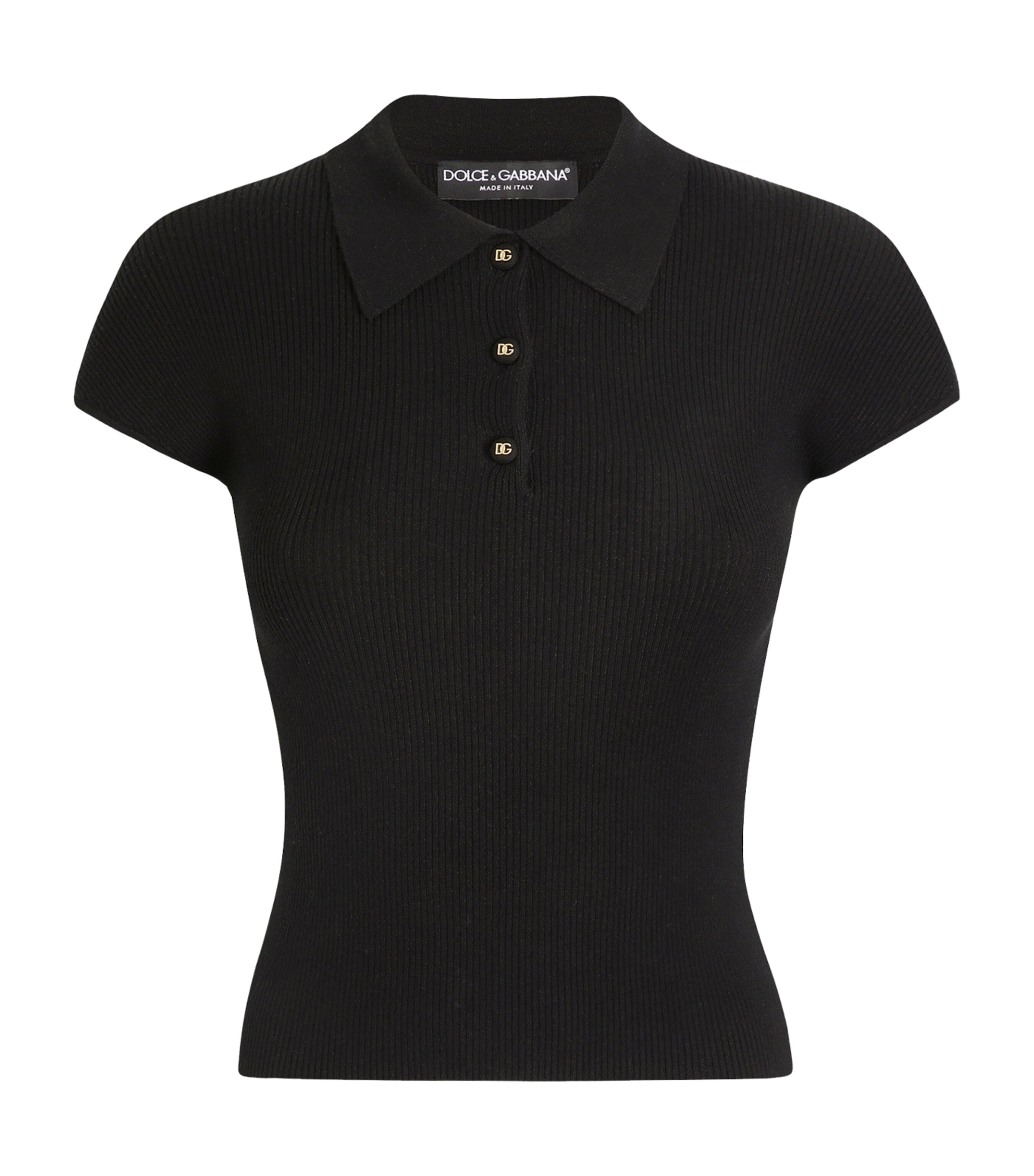 Dolce & Gabbana Ribbed Knit Polo T-shirt