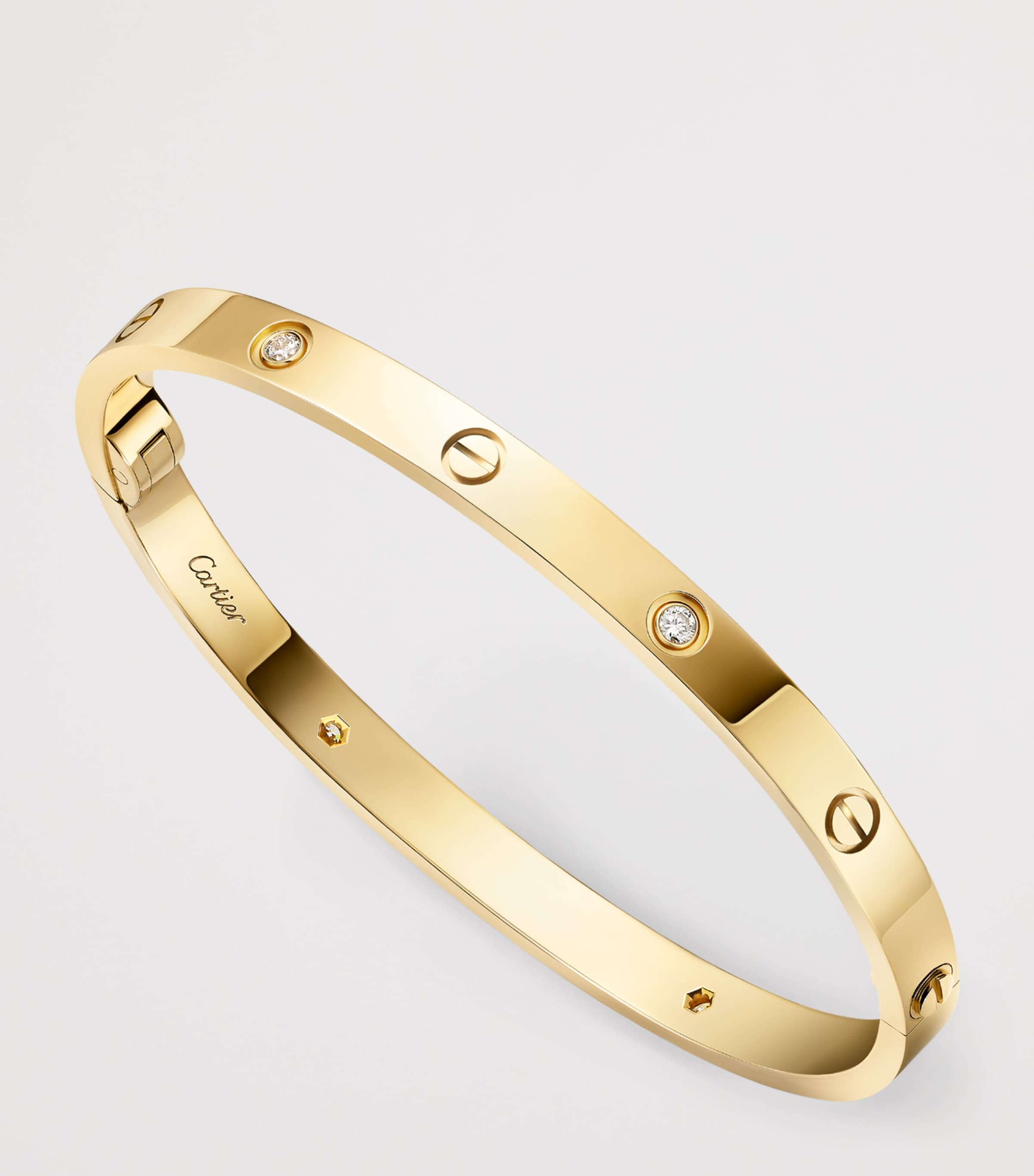 Medium Yellow Gold and Diamond LOVE Bracelet YELLOW GOLD Image 5