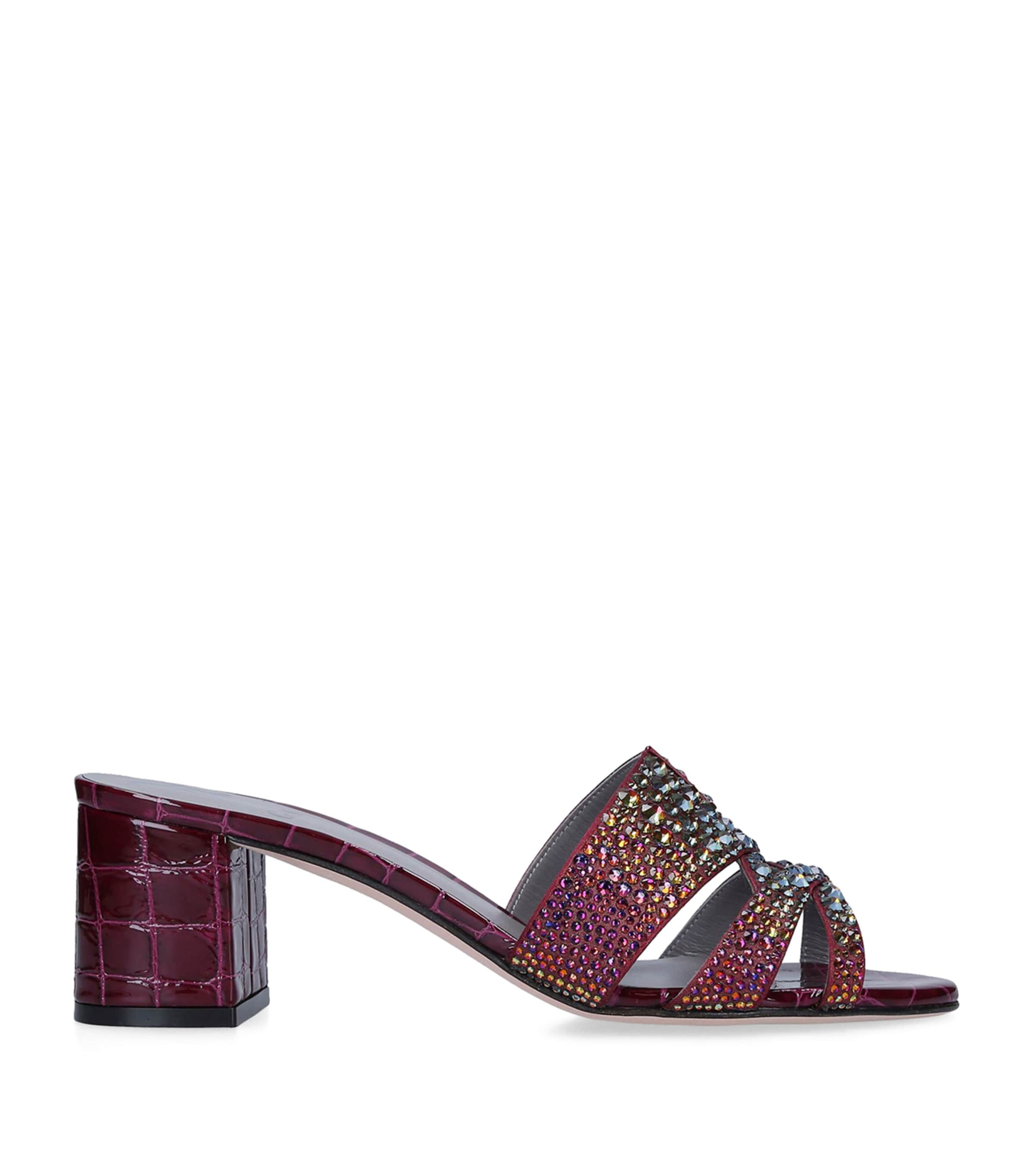 Gina Leather Orsay Mules 50 In Burgundy