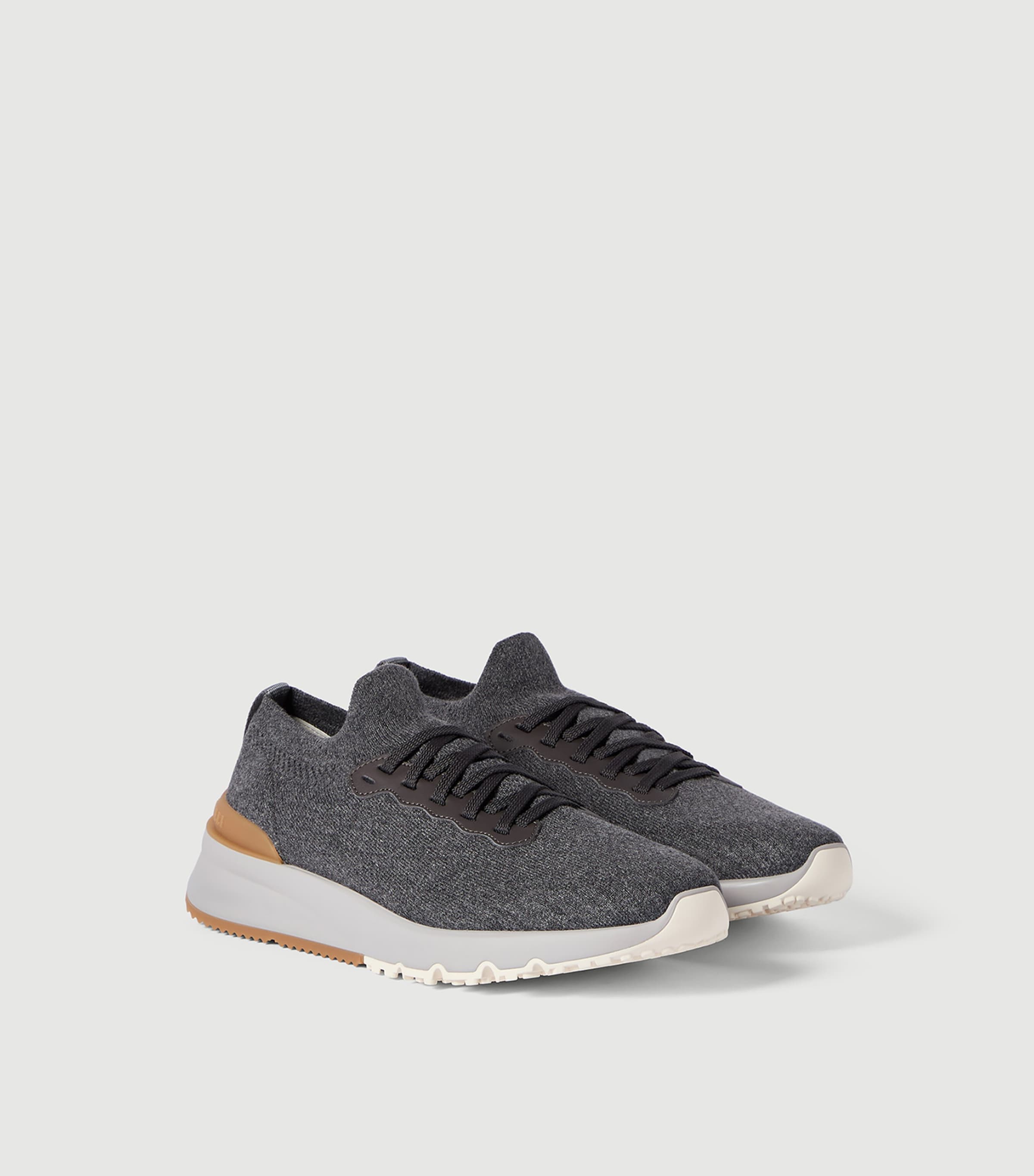Brunello Cucinelli Chiné-Knit T-Sole Sneakers Image 3