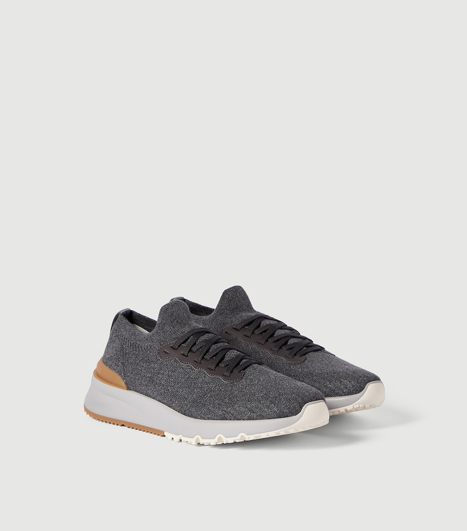 Brunello Cucinelli Chiné-Knit T-Sole Sneakers Image 3