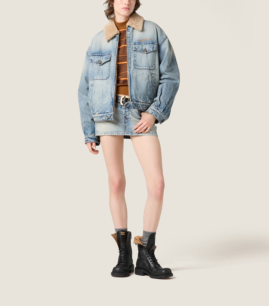 Shearling Denim Jacket F0076 Image 2