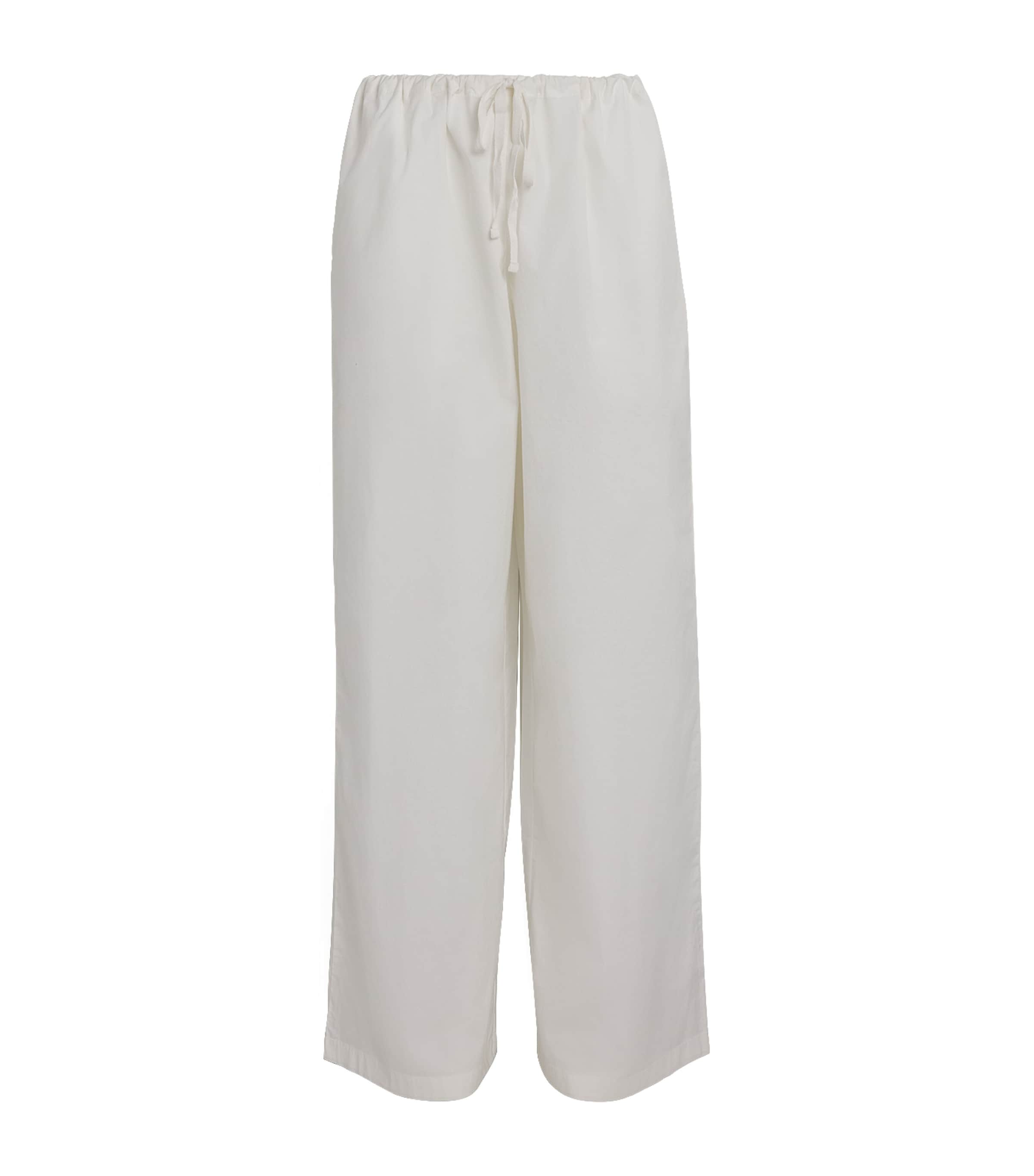 Skims Cotton Poplin Wide-leg Trousers In White