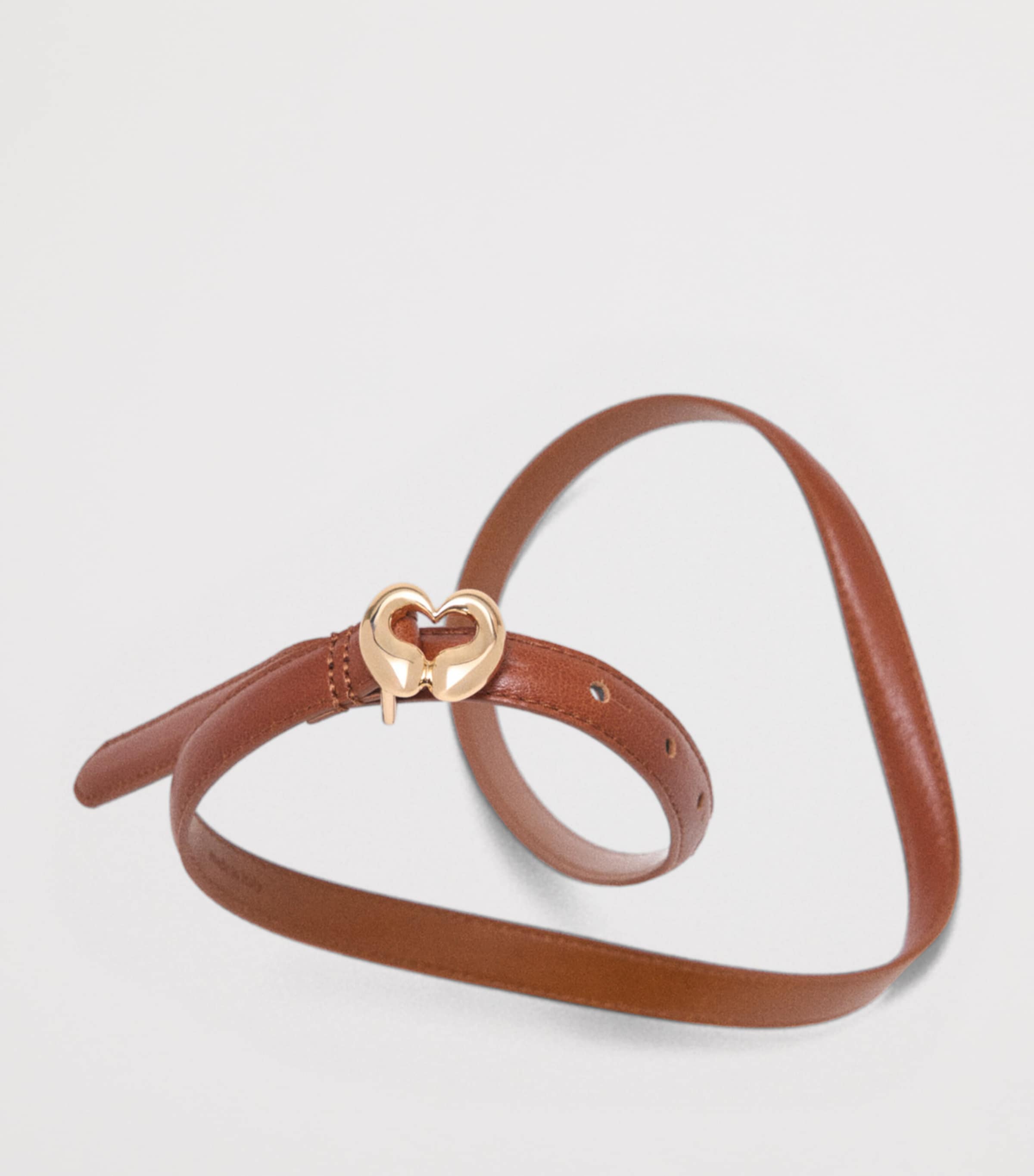 Maje Leather Slim Belt Tobacco Image 5