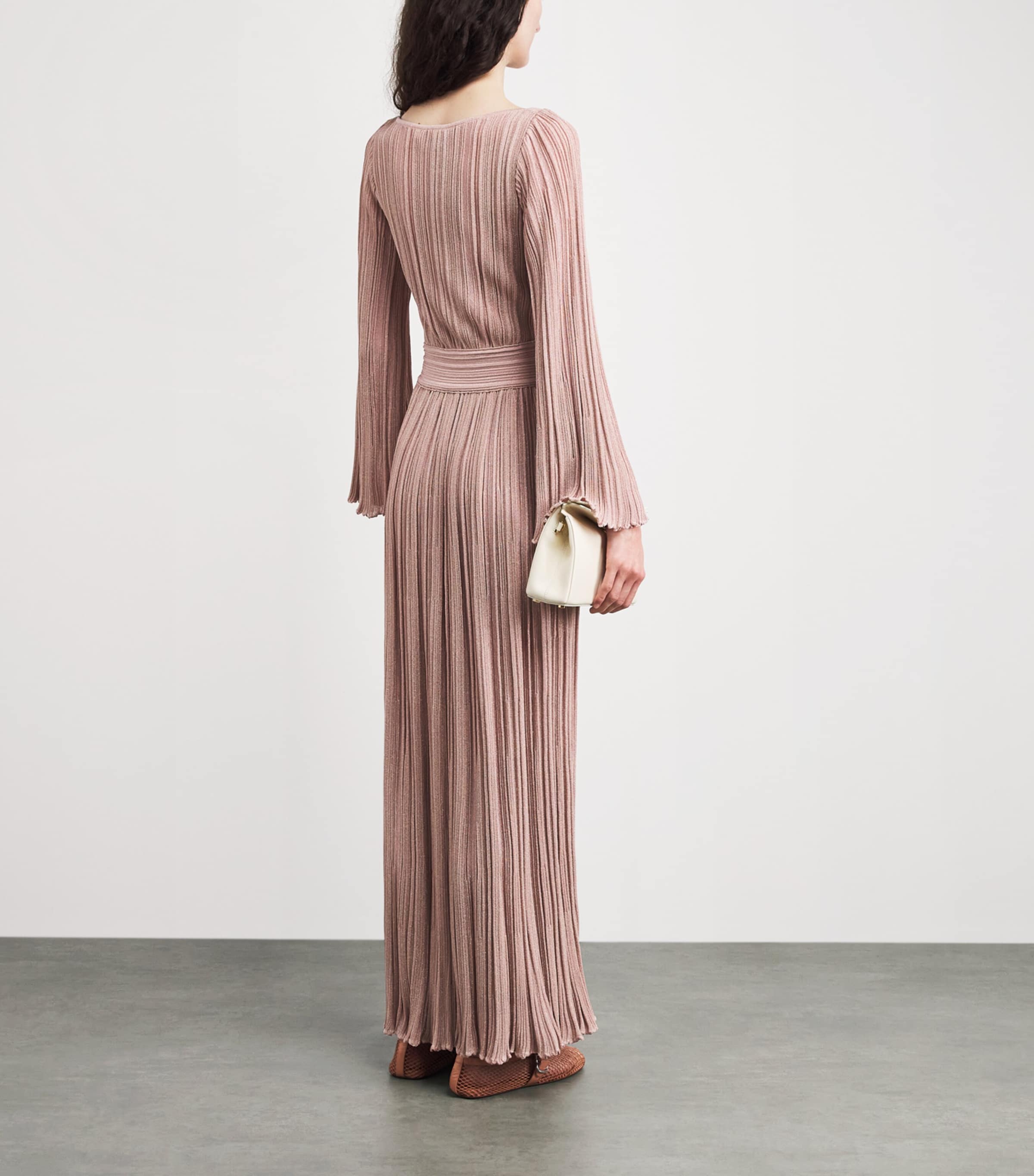 VALENTI Womens Knit Metallic Maxi Dress Candy Pink Image 4