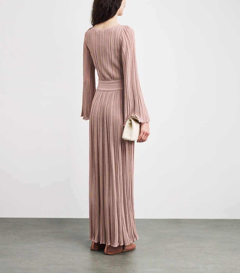 VALENTI Womens Knit Metallic Maxi Dress Candy Pink Image 4