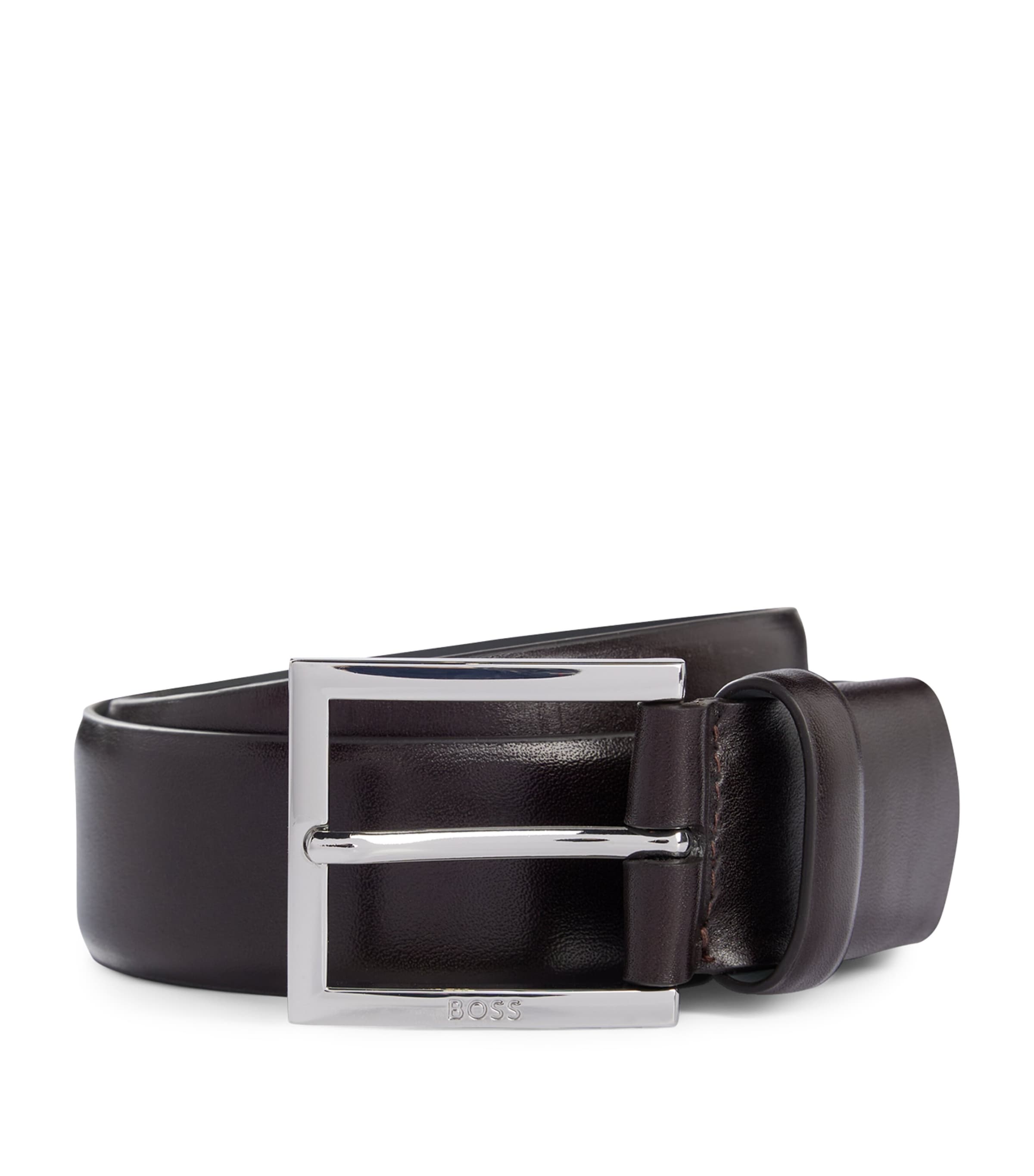 Hugo Boss Dressletic Leather Belt With Concealed Elasticated Section In Brown